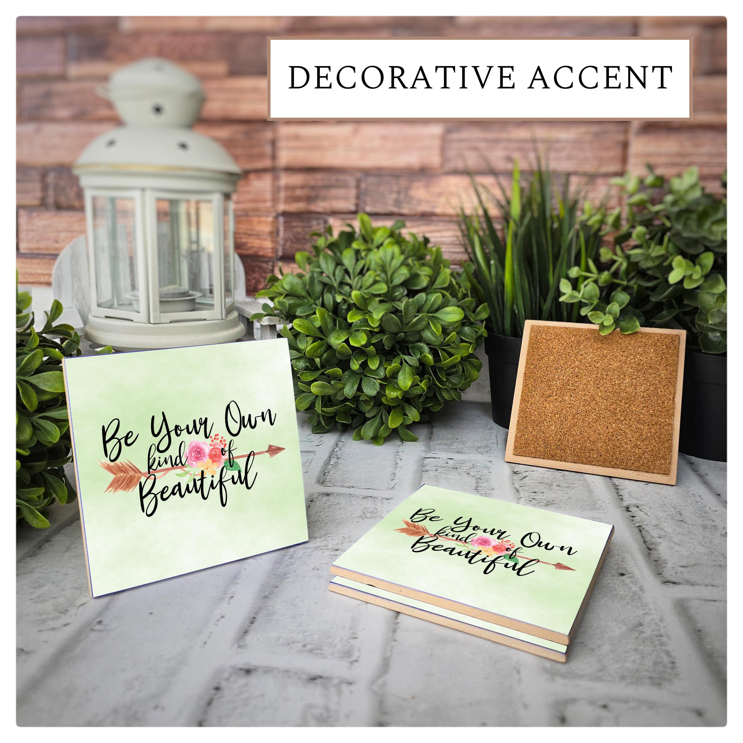 Ceramic Coasters Set of 4: Inspirational Floral Arrow Design, detail 7