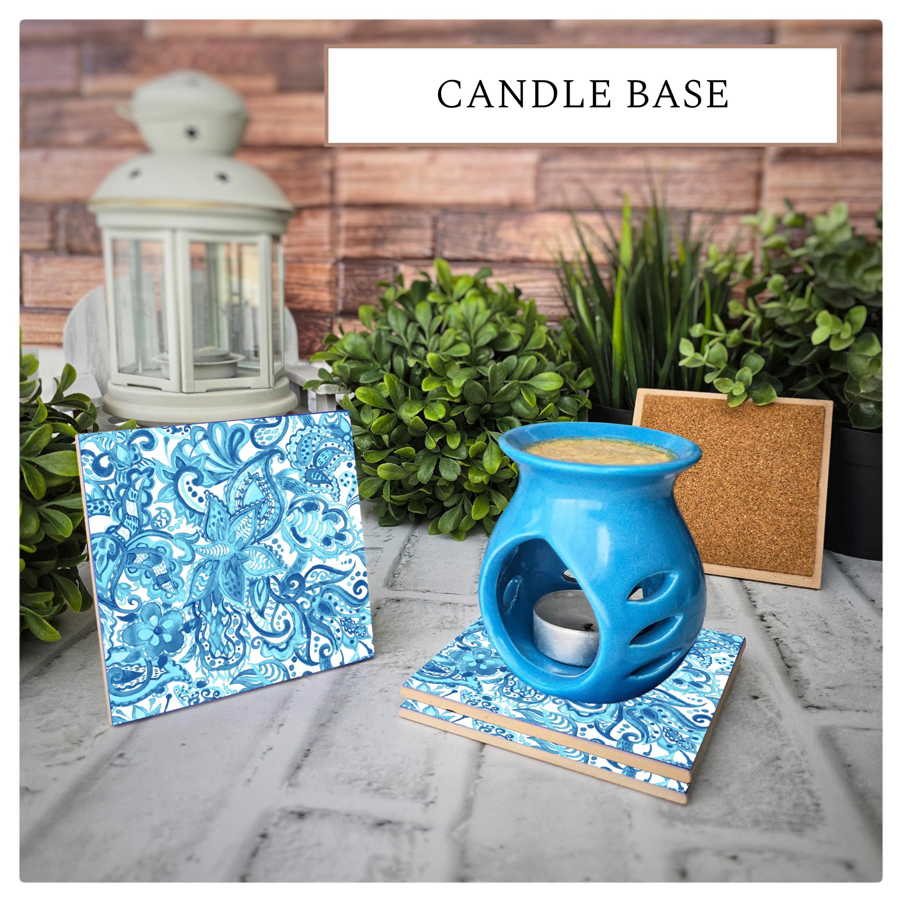 Blue Paisley Ceramic Coasters - Set of 4 - Cork Backed, detail 2