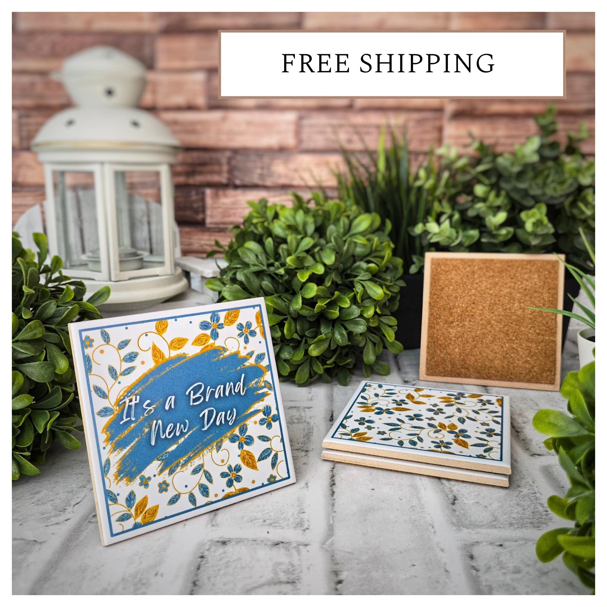 Ceramic Coasters Set: Floral & Inspirational Designs