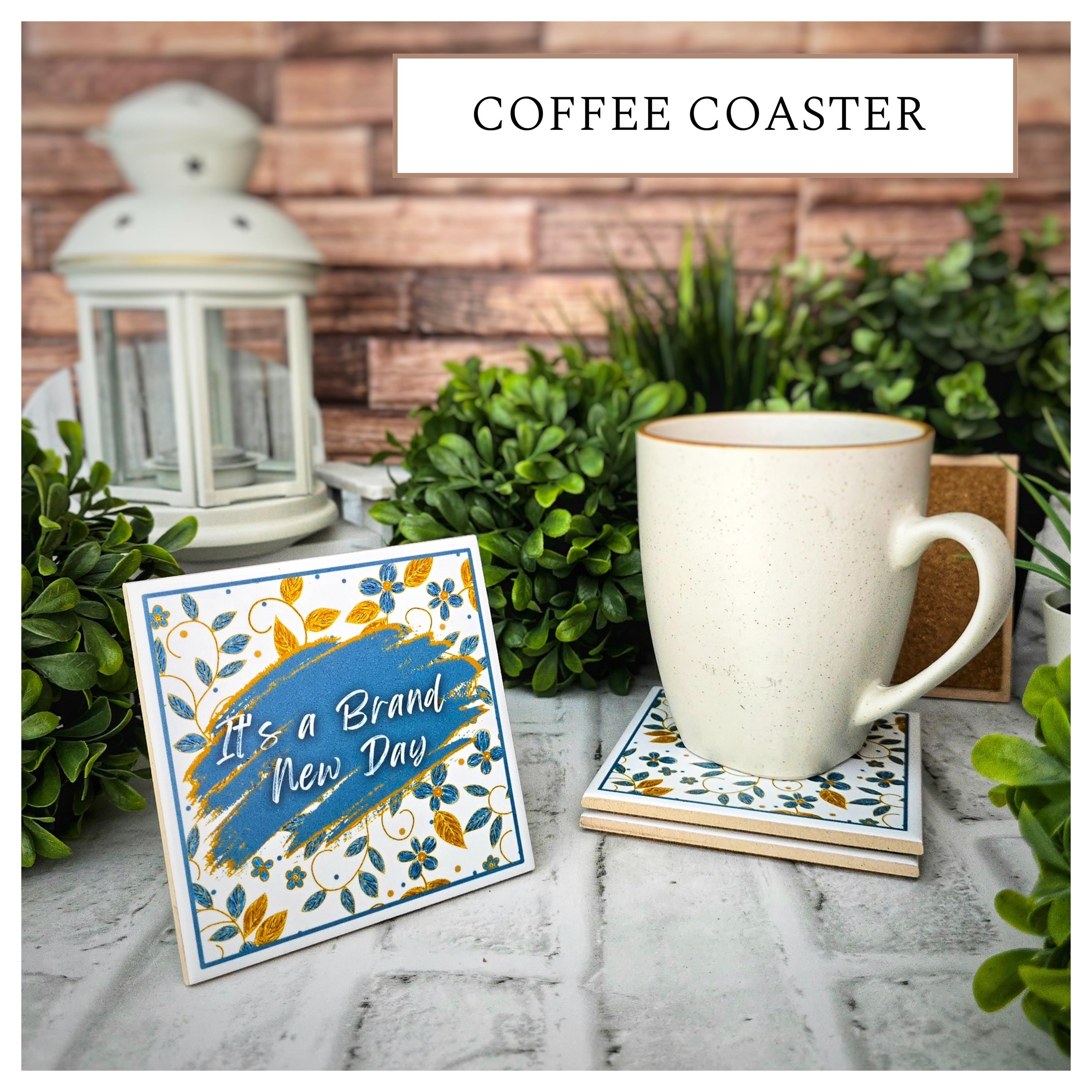 Ceramic Coasters Set: Floral & Inspirational Designs, detail 4