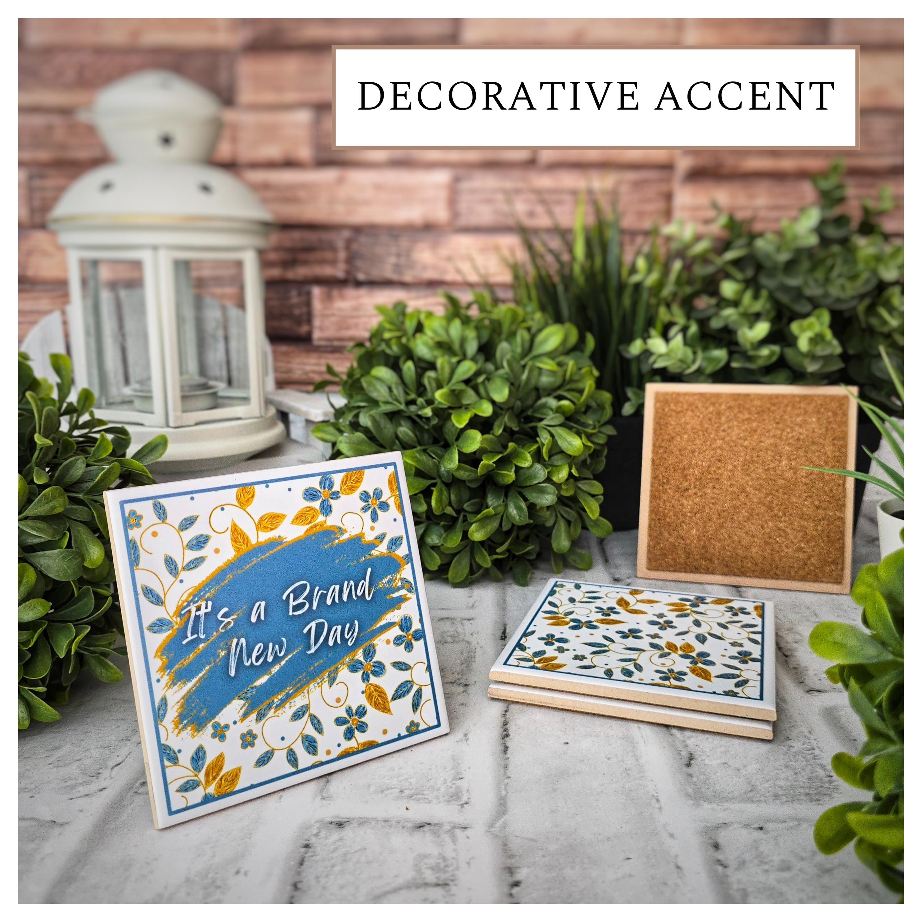 Ceramic Coasters Set: Floral & Inspirational Designs, detail 8