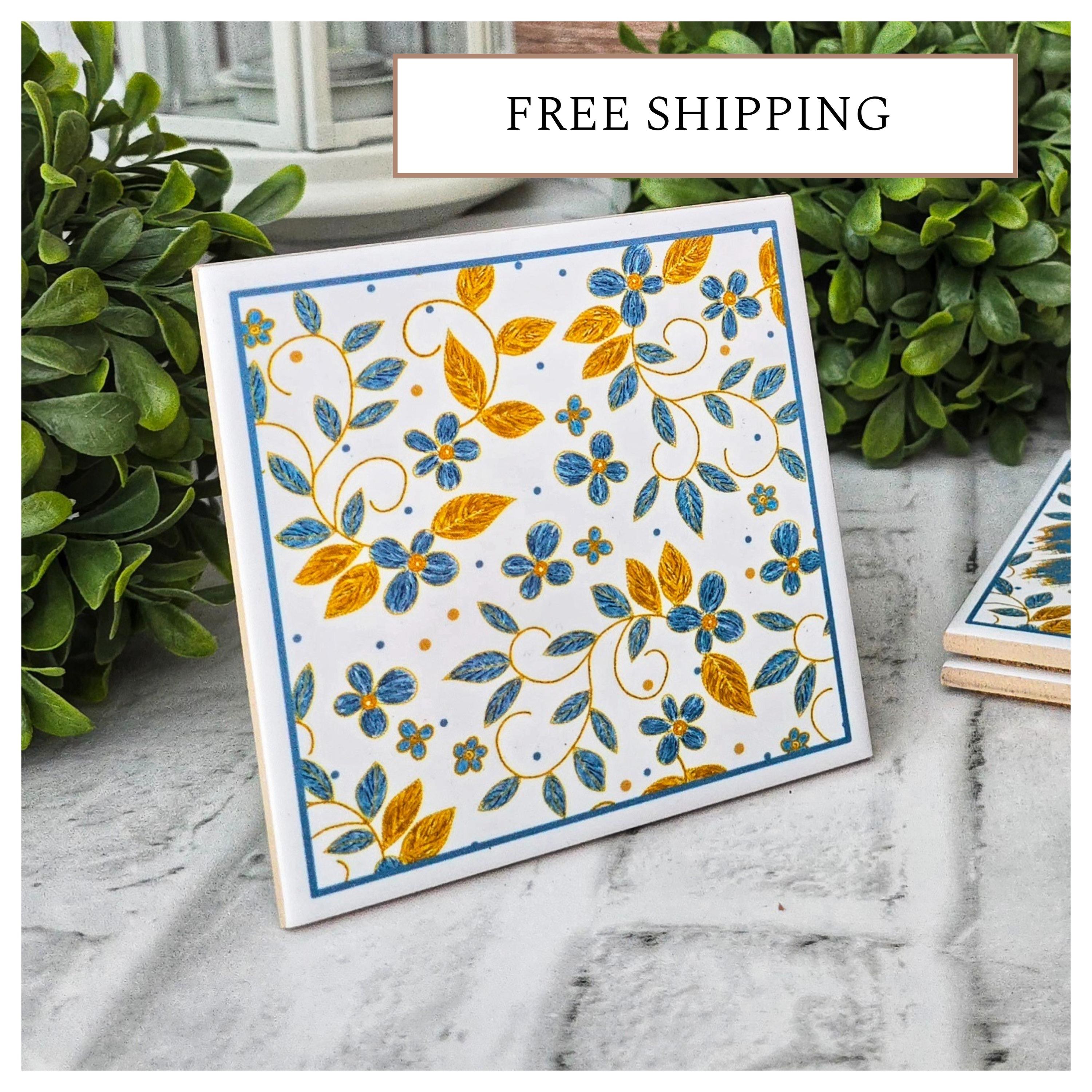 Ceramic Coasters Set: Floral & Inspirational Designs, detail 9