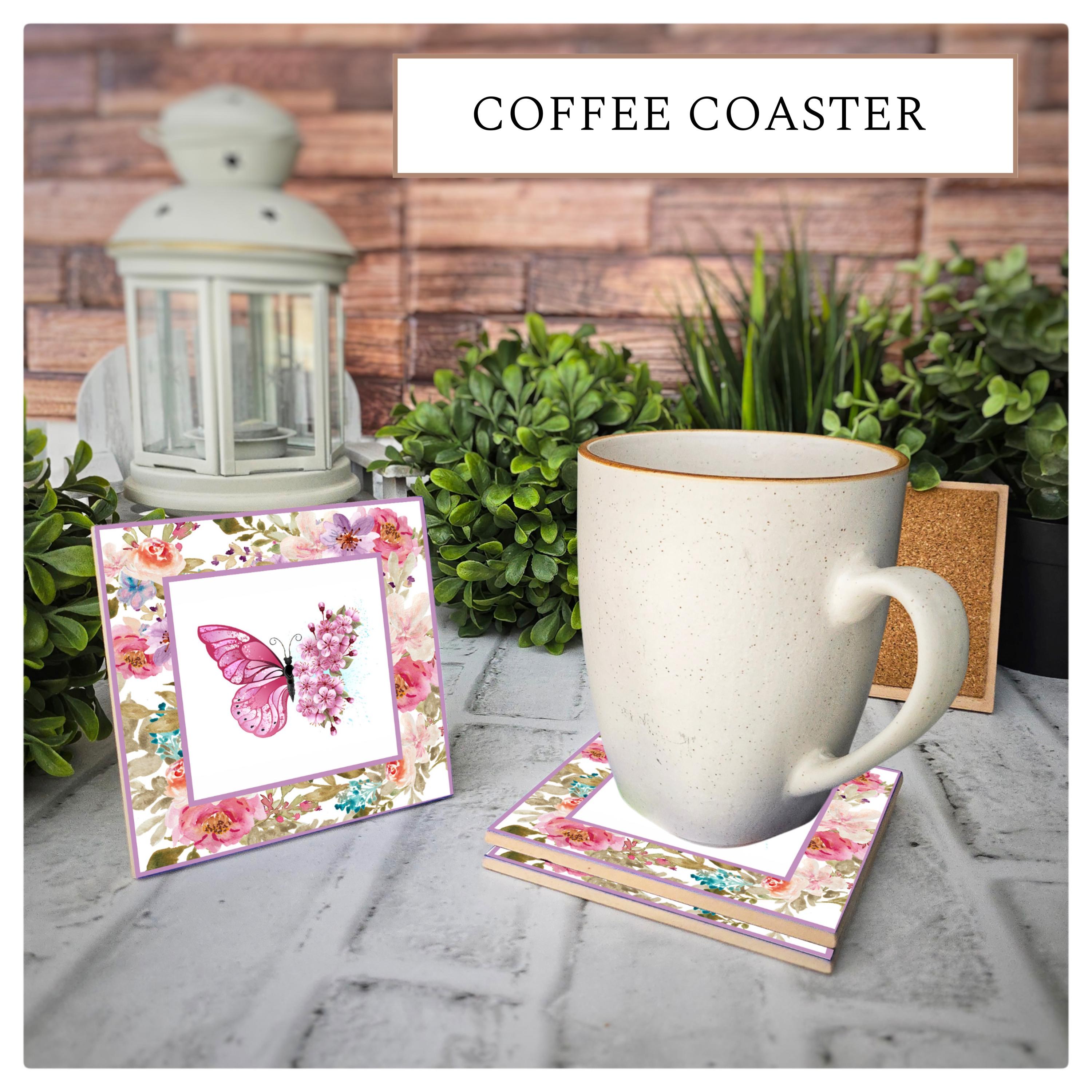 Butterfly Floral Ceramic Coasters - Elegant Garden Decor, detail 3