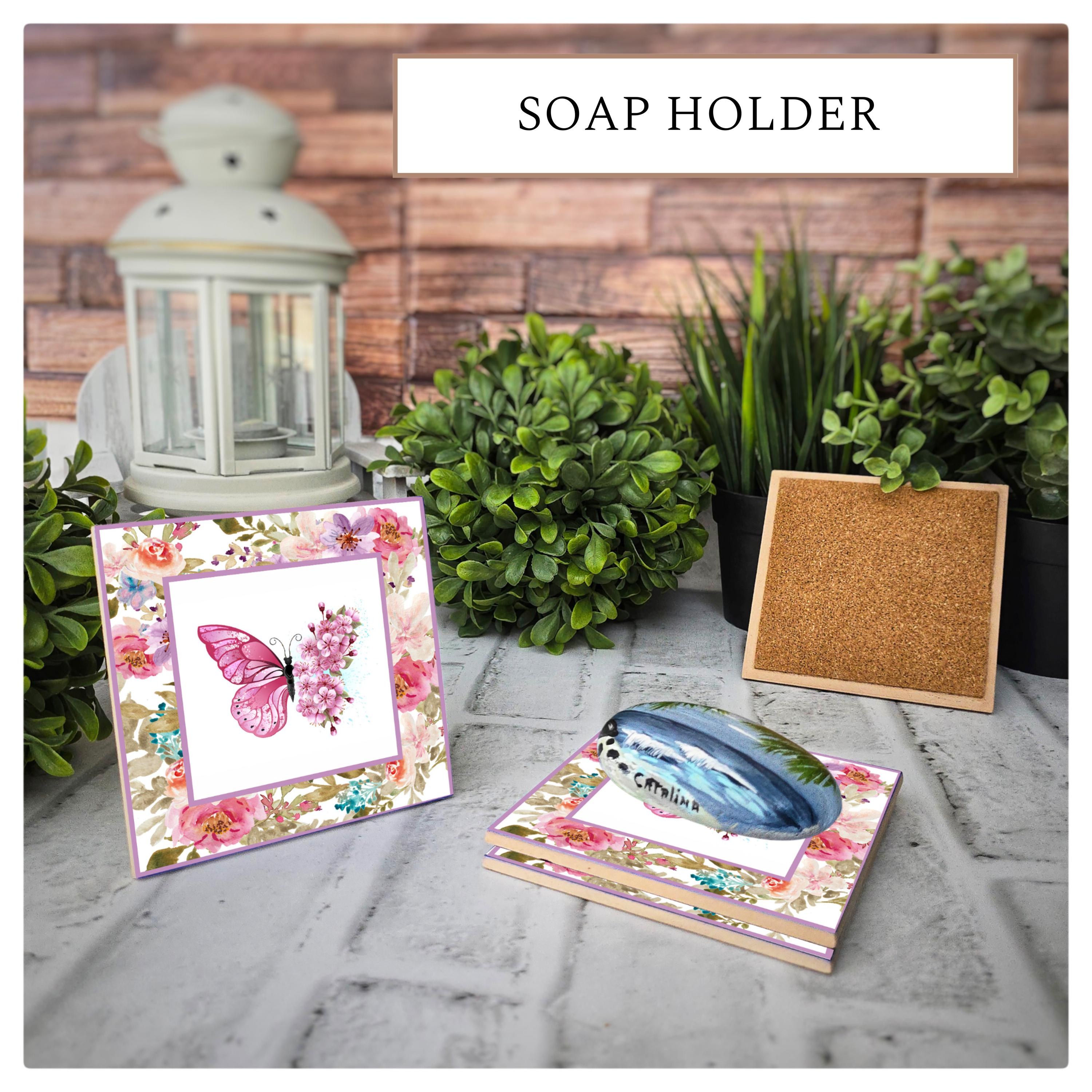 Butterfly Floral Ceramic Coasters - Elegant Garden Decor, detail 4