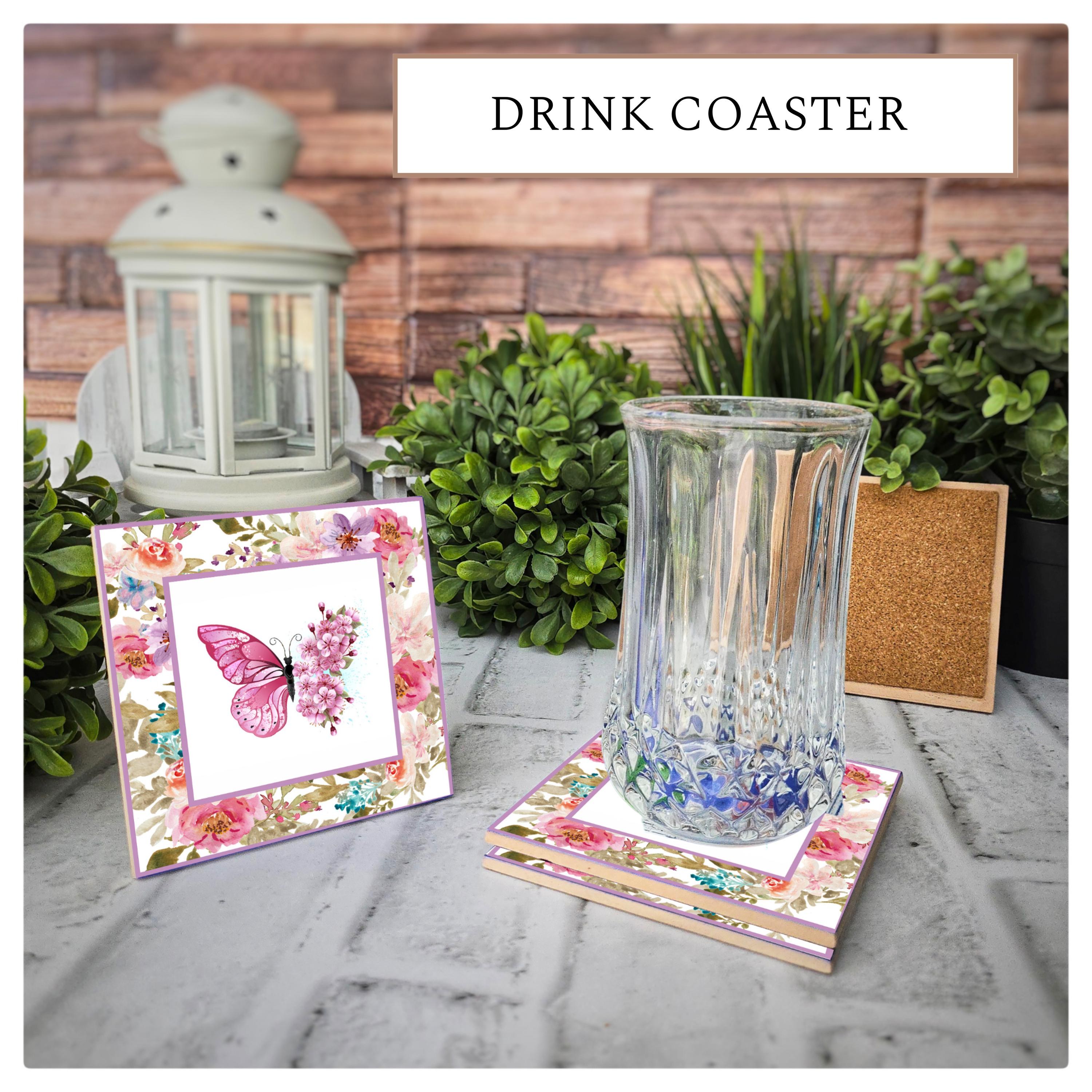 Butterfly Floral Ceramic Coasters - Elegant Garden Decor, detail 6