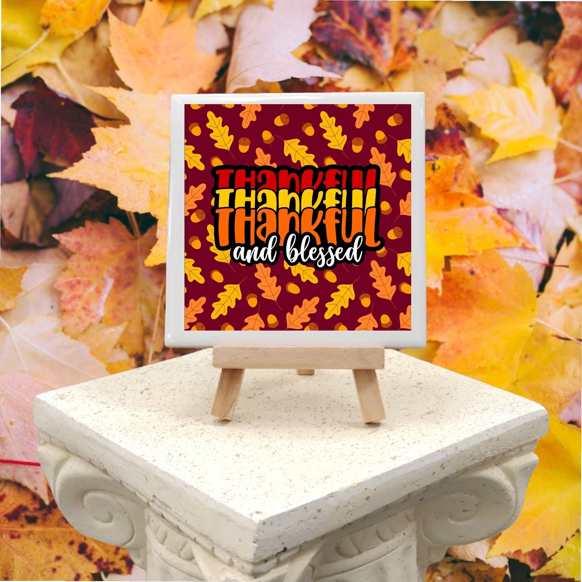 Thanksgiving Ceramic Coasters - Thankful and Blessed