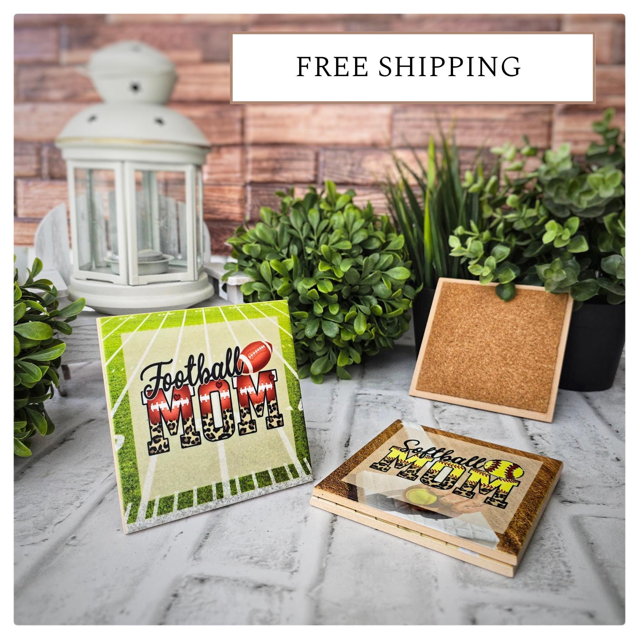 Sports Mom Ceramic Coasters: Customizable Soccer, Baseball, Softball