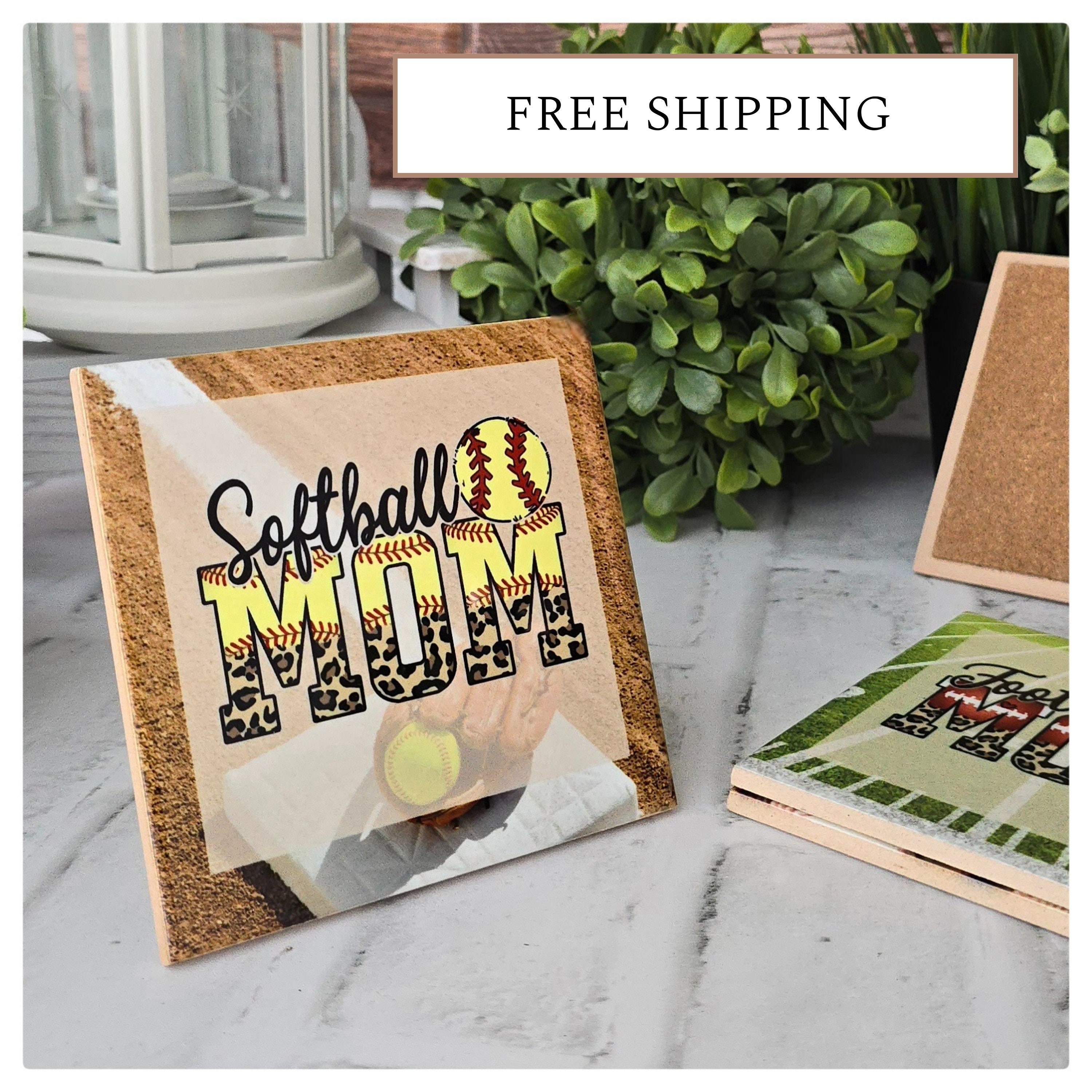 Sports Mom Ceramic Coasters: Customizable Soccer, Baseball, Softball, detail 6