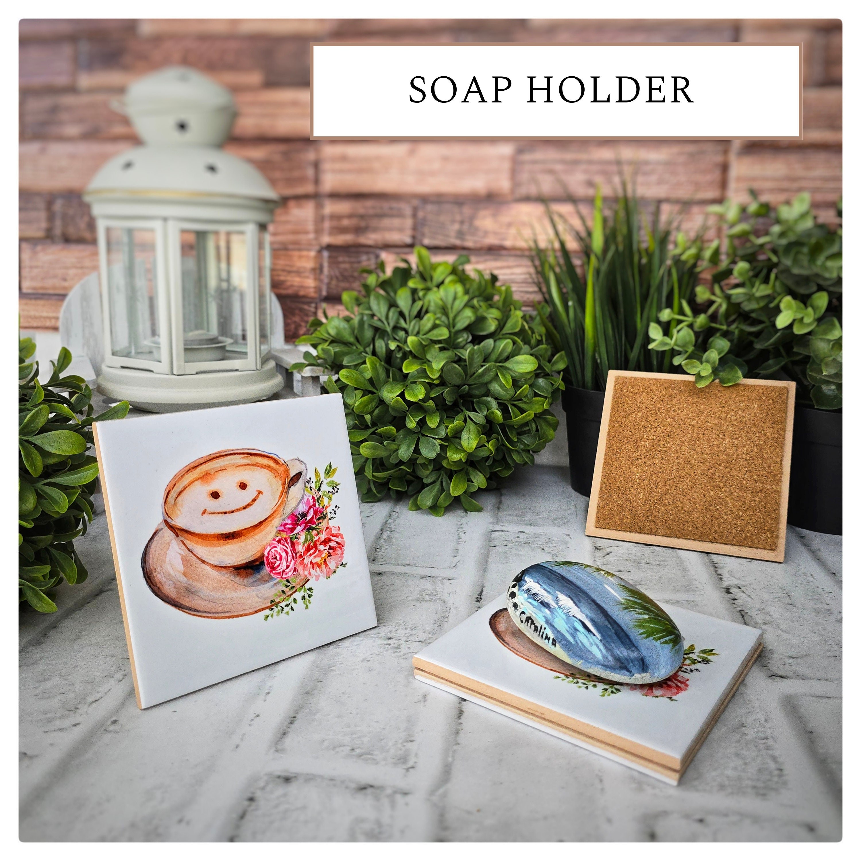 Cappuccino Smile Ceramic Coasters - Floral Coffee Lover Gift, detail 5