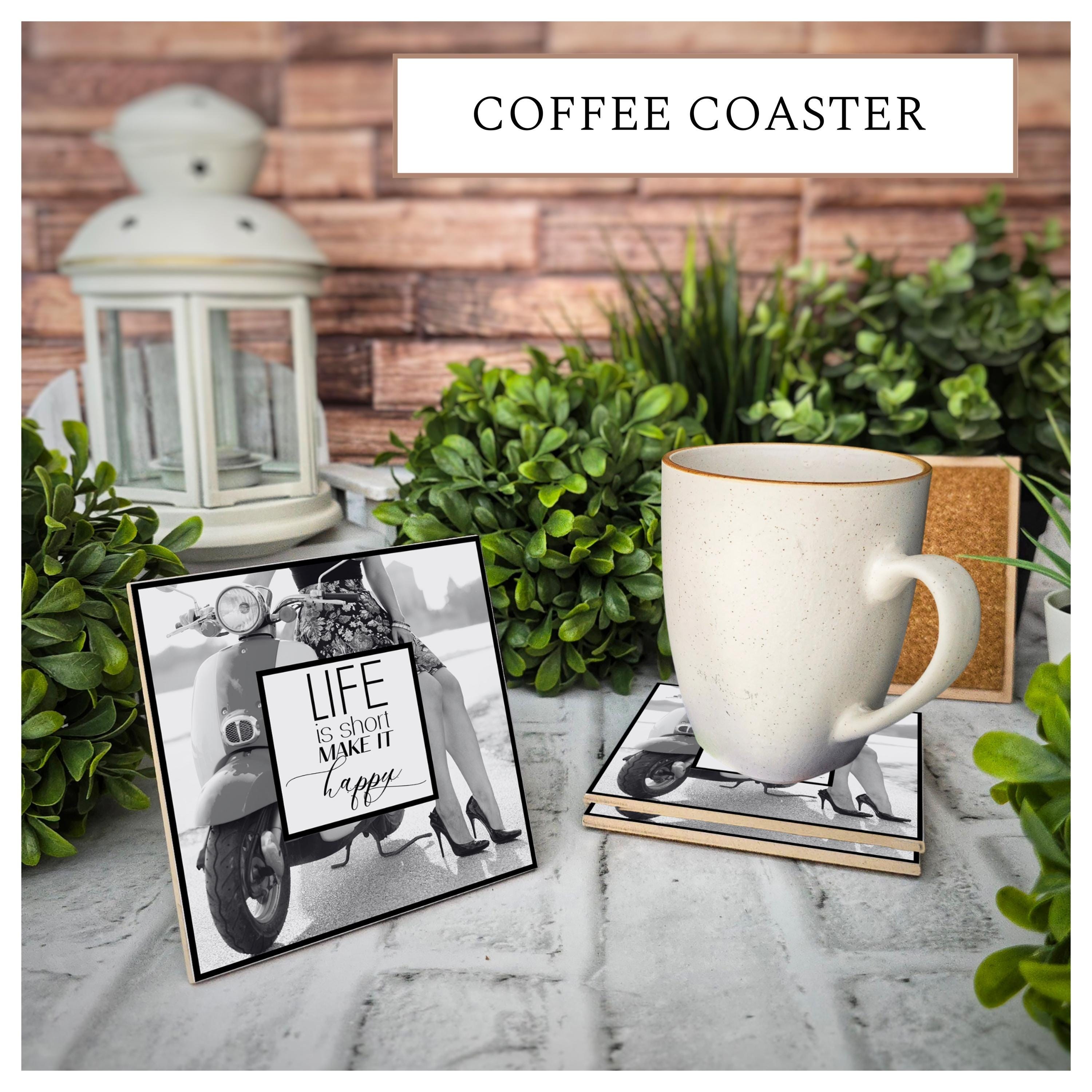 Ceramic Coasters - Life Is Short, Make It Happy - Set of 4, detail 4