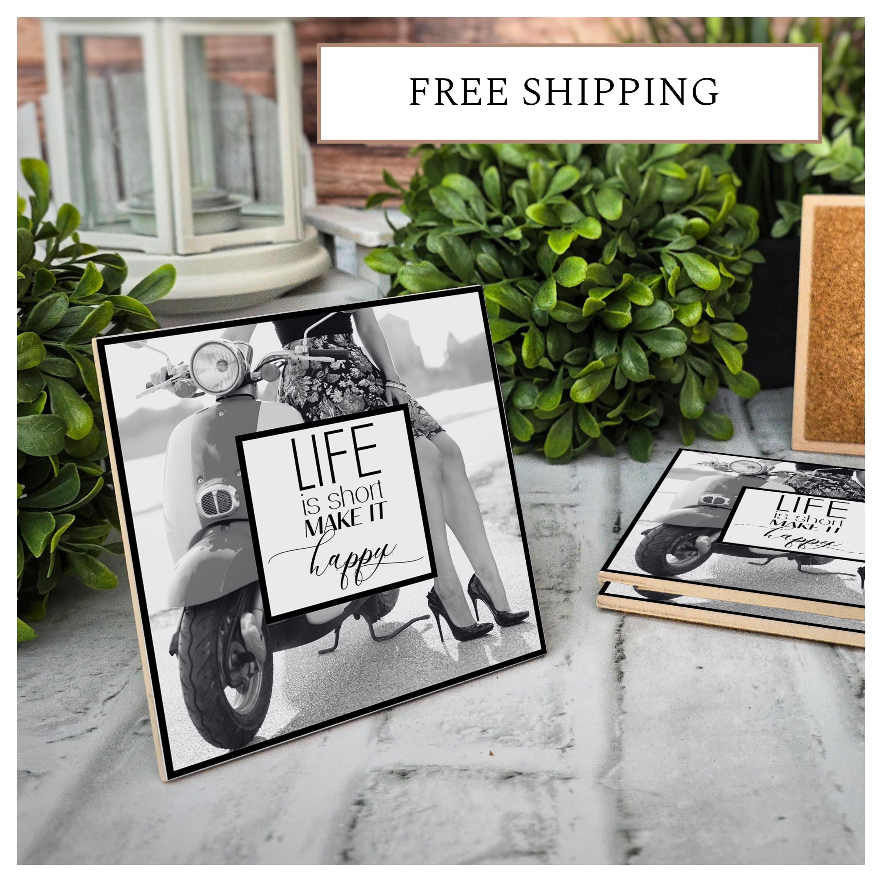 Ceramic Coasters - Life Is Short, Make It Happy - Set of 4, detail 8