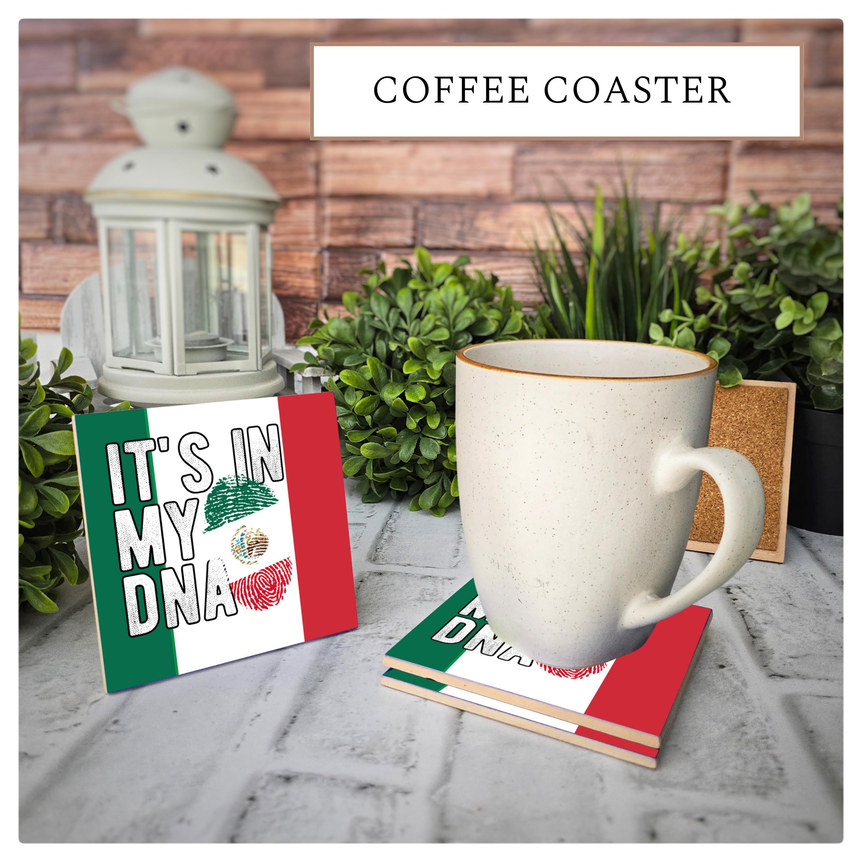 Mexican Flag Ceramic Coasters: "It's in My DNA" - Set of 4, detail 4