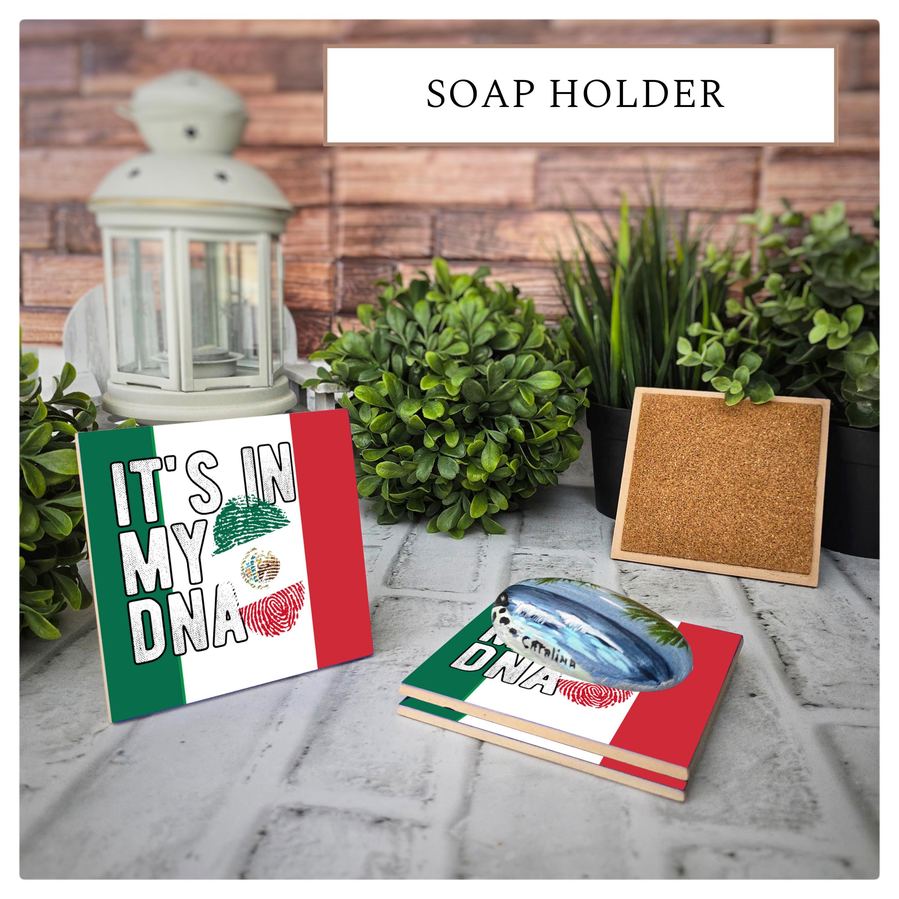 Mexican Flag Ceramic Coasters: "It's in My DNA" - Set of 4, detail 5