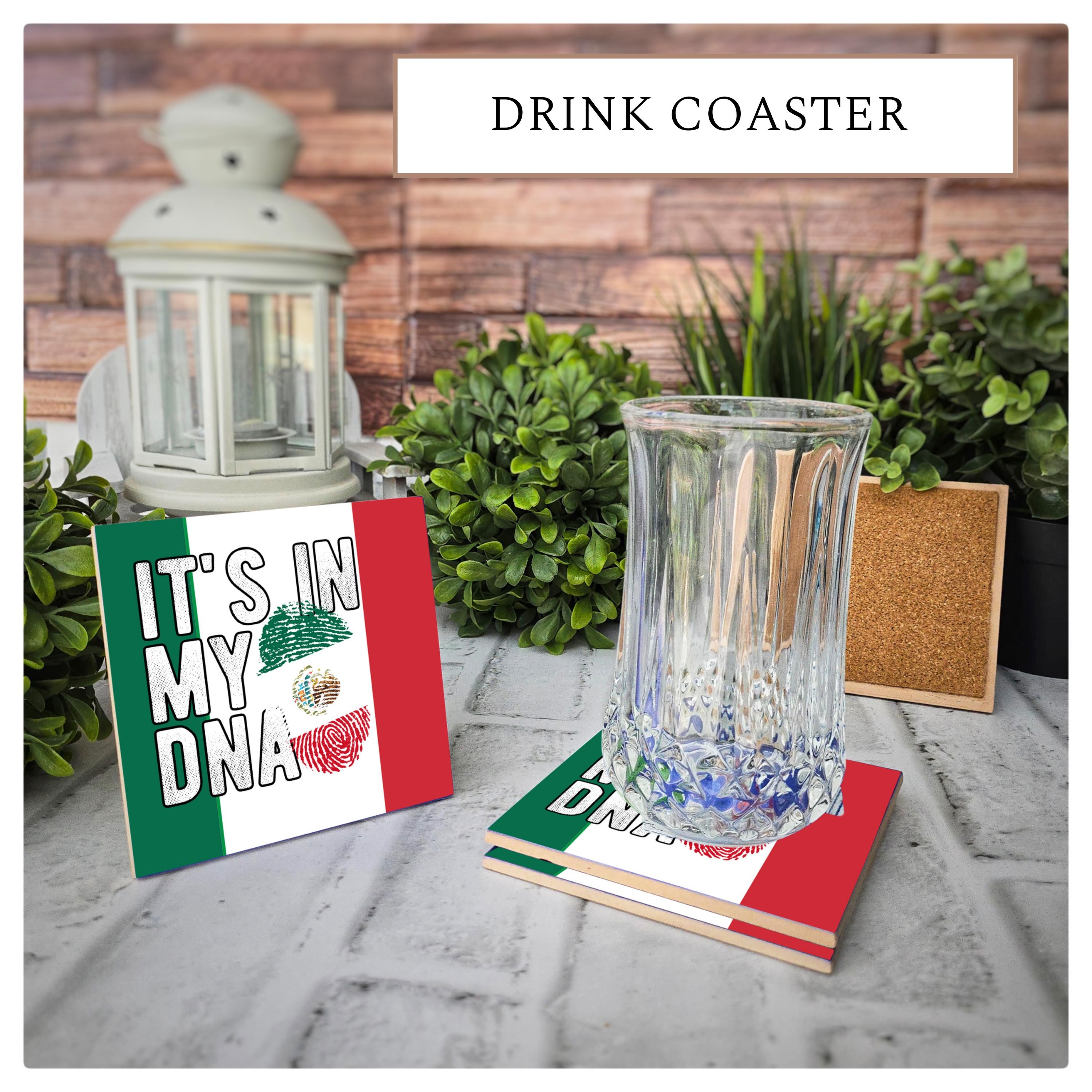Mexican Flag Ceramic Coasters: "It's in My DNA" - Set of 4, detail 7