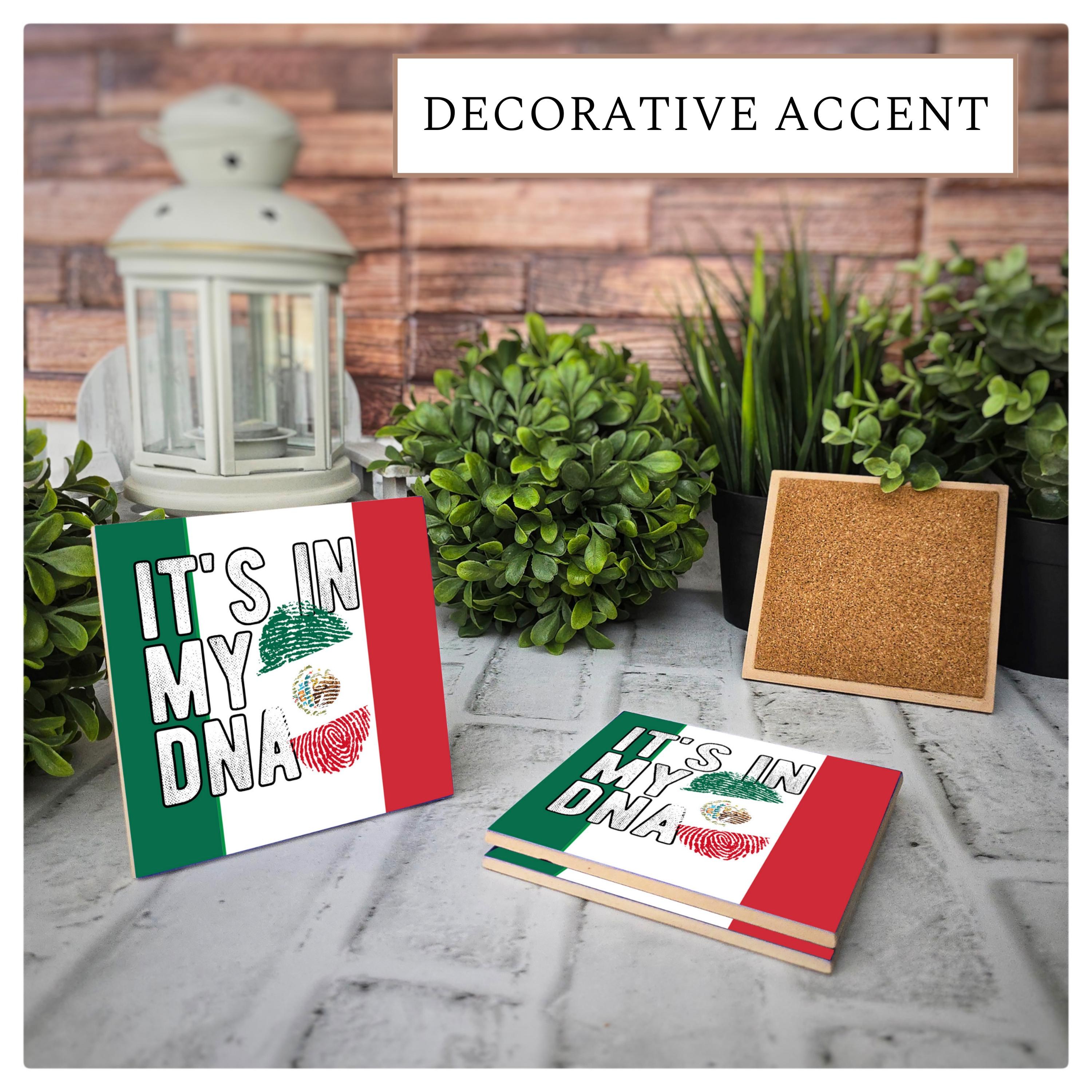 Mexican Flag Ceramic Coasters: "It's in My DNA" - Set of 4, detail 8
