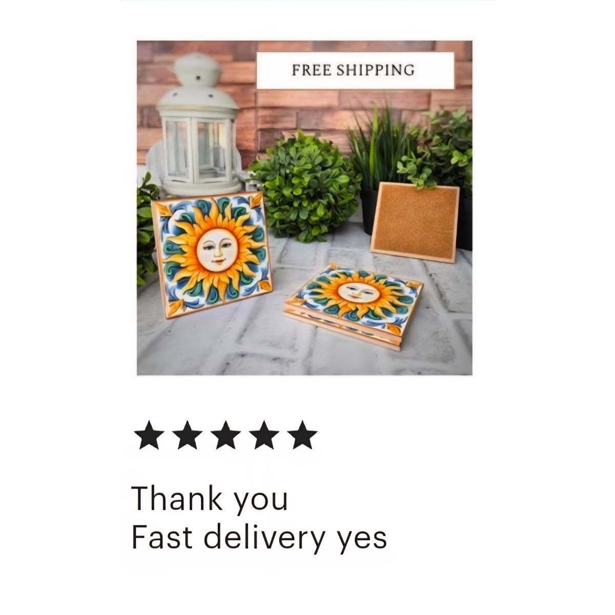 Sicilian Sun Ceramic Coasters, Housewarming Gift, Set of 4, detail 9