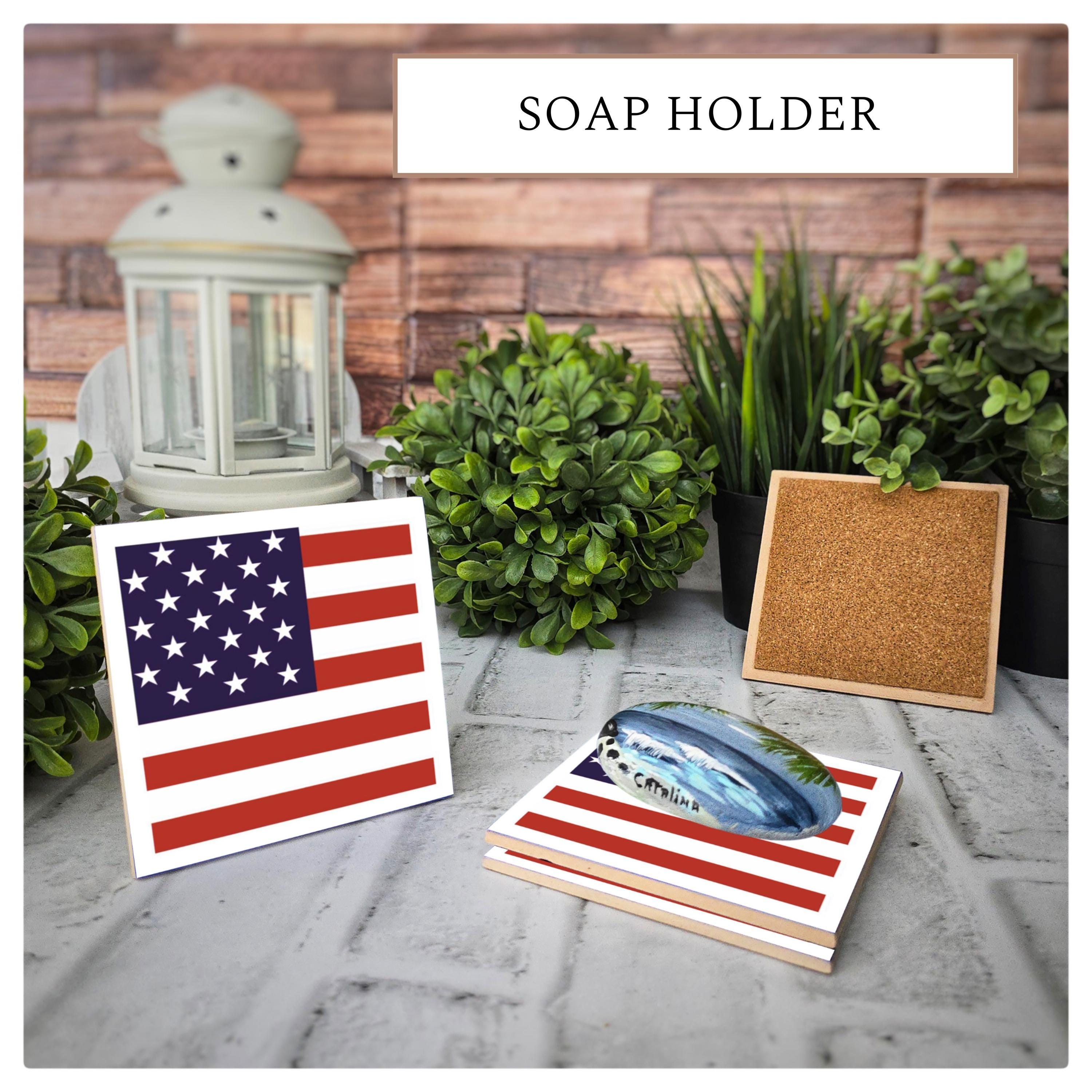 American Flag Ceramic Coasters - Patriotic Drink Coasters - Set of 4, detail 4