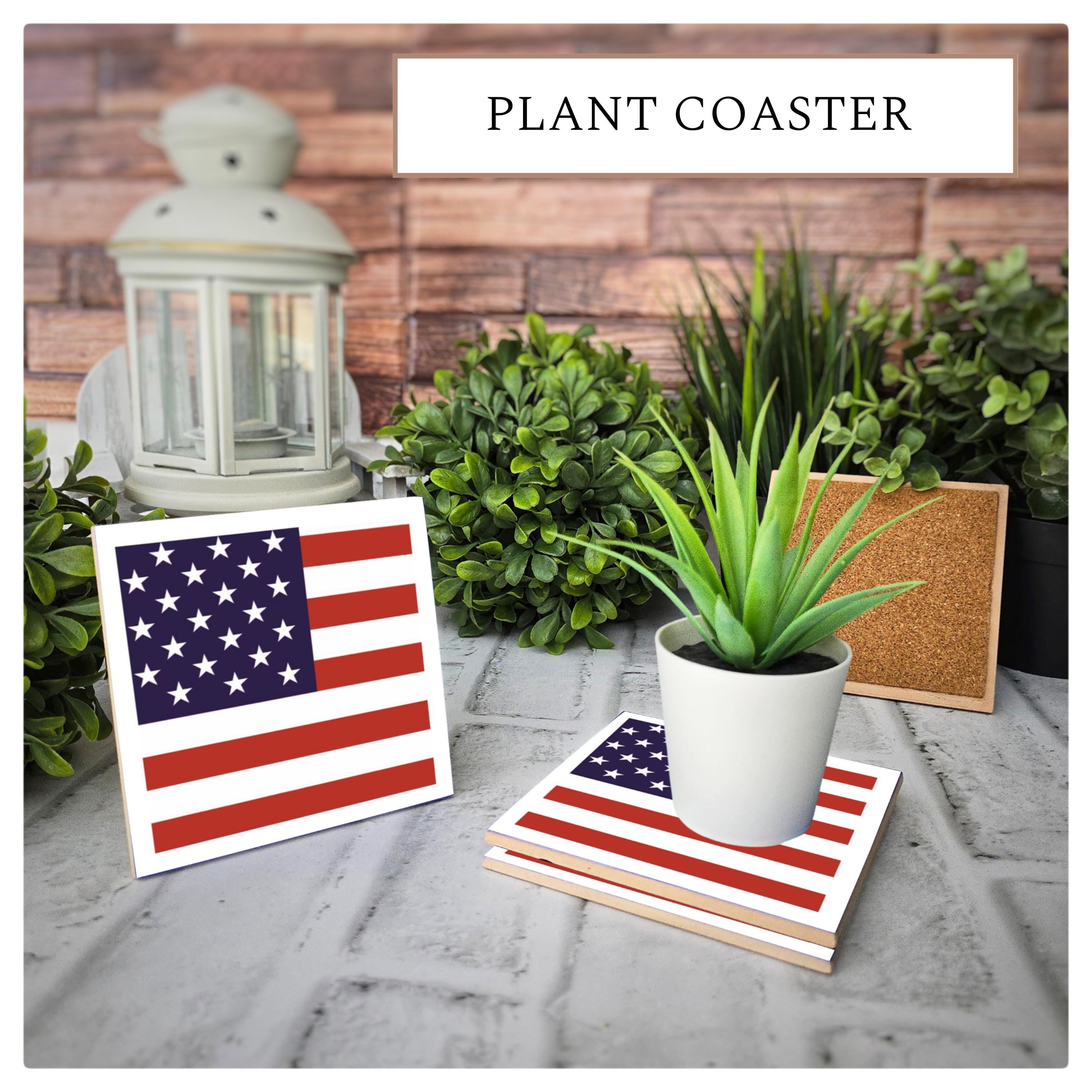 American Flag Ceramic Coasters - Patriotic Drink Coasters - Set of 4, detail 5