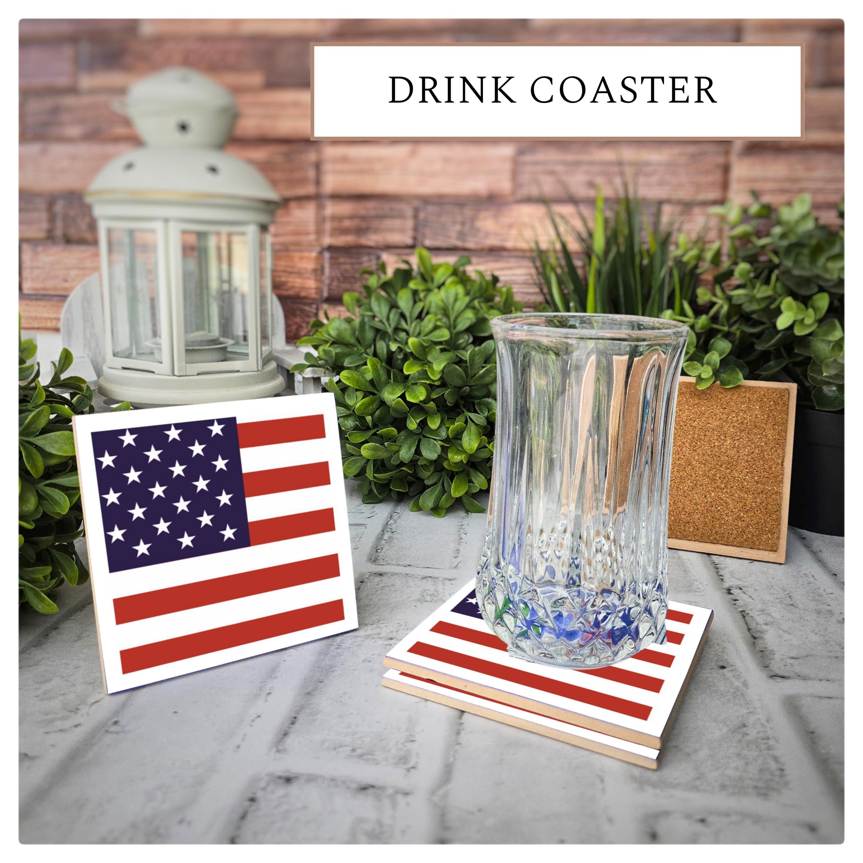 American Flag Ceramic Coasters - Patriotic Drink Coasters - Set of 4, detail 6
