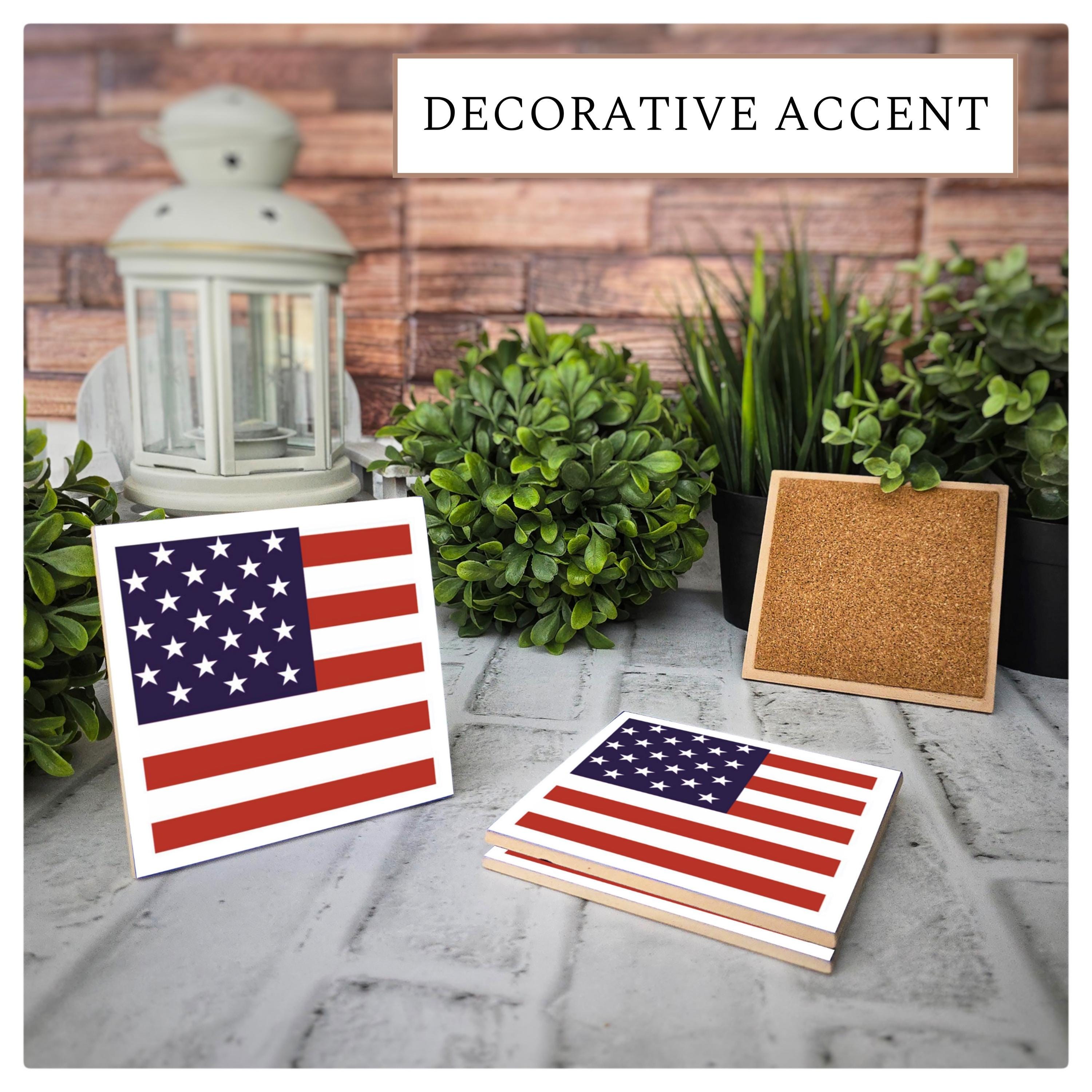 American Flag Ceramic Coasters - Patriotic Drink Coasters - Set of 4, detail 7