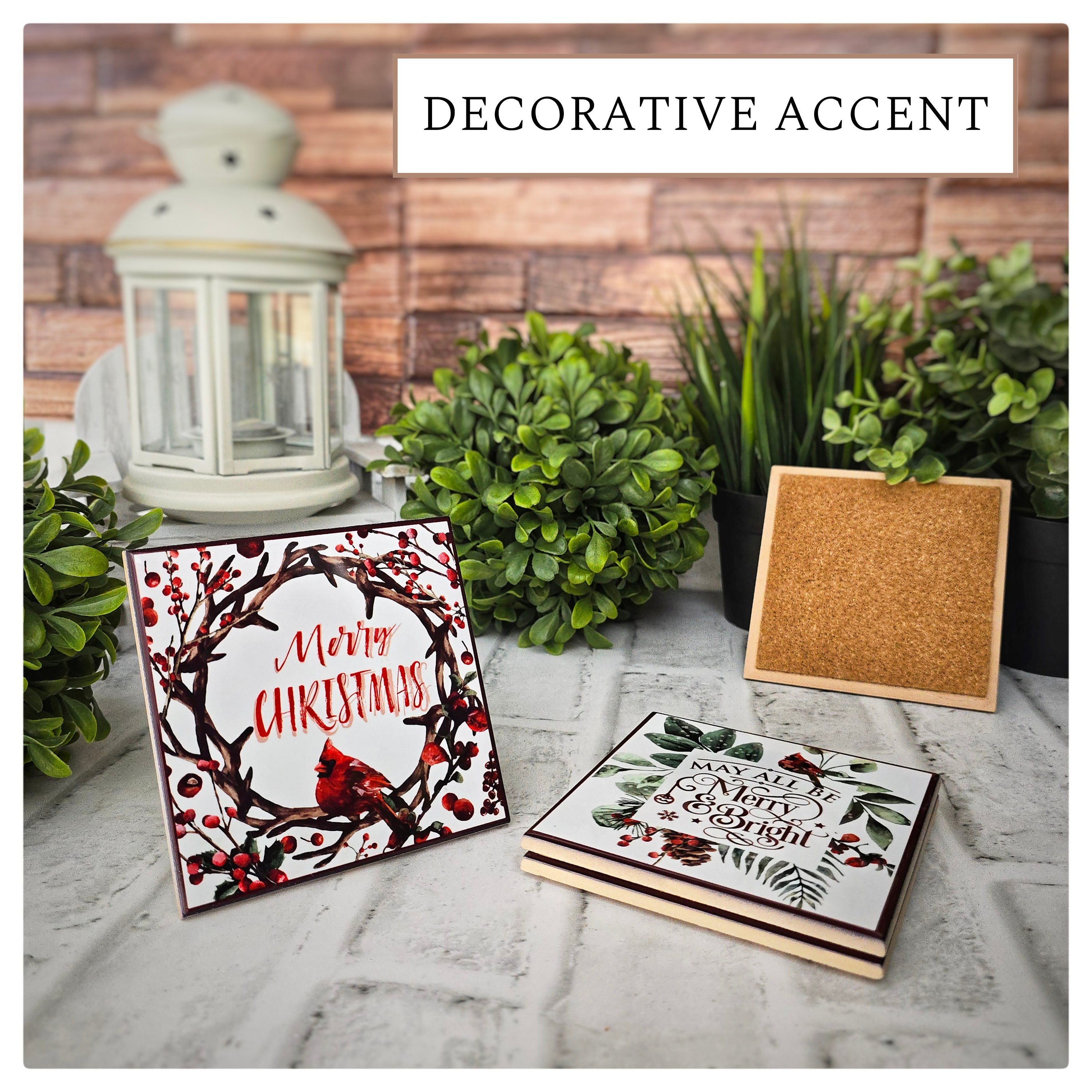 Festive Ceramic Coasters: Merry & Bright Holiday Decor, detail 2