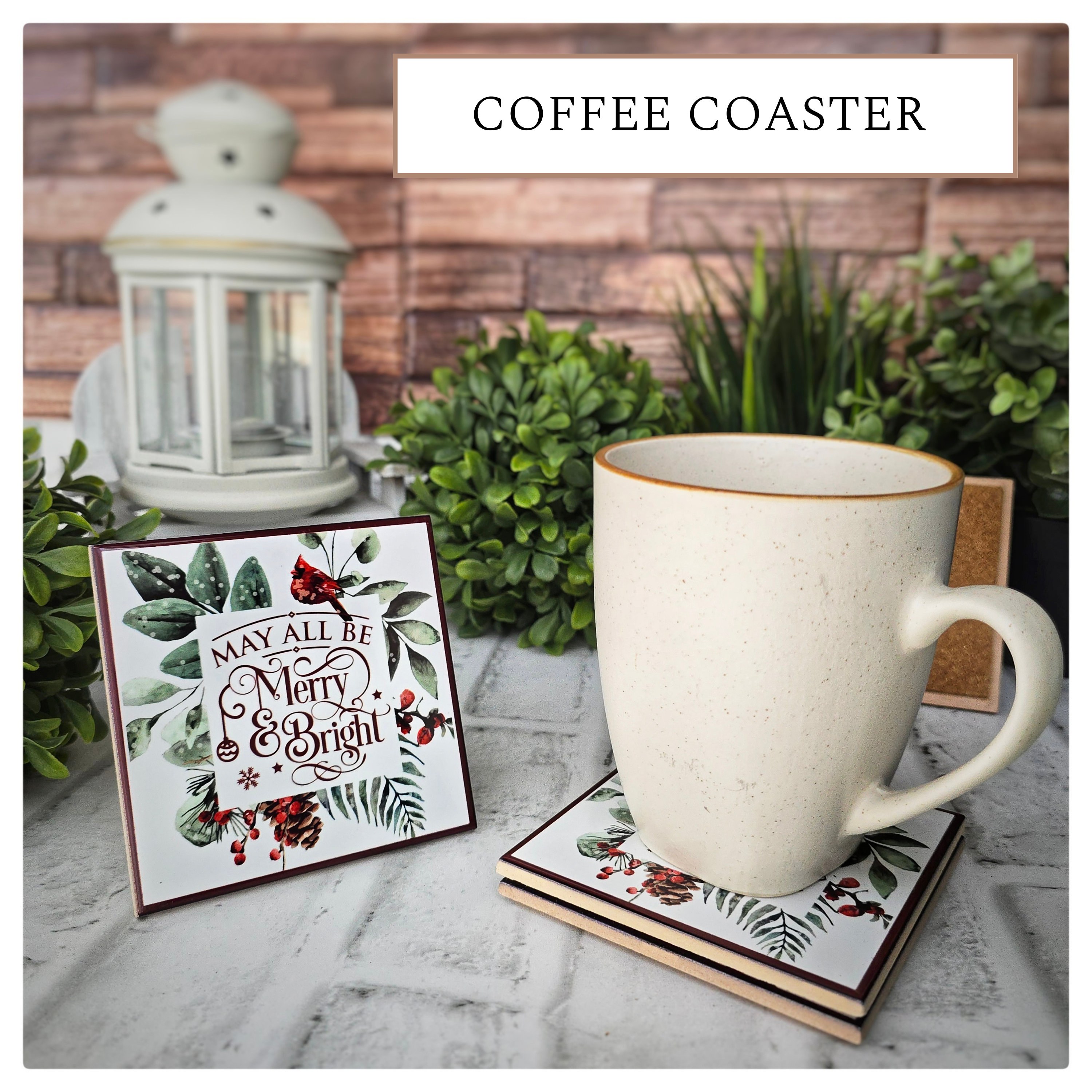 Festive Ceramic Coasters: Merry & Bright Holiday Decor, detail 4