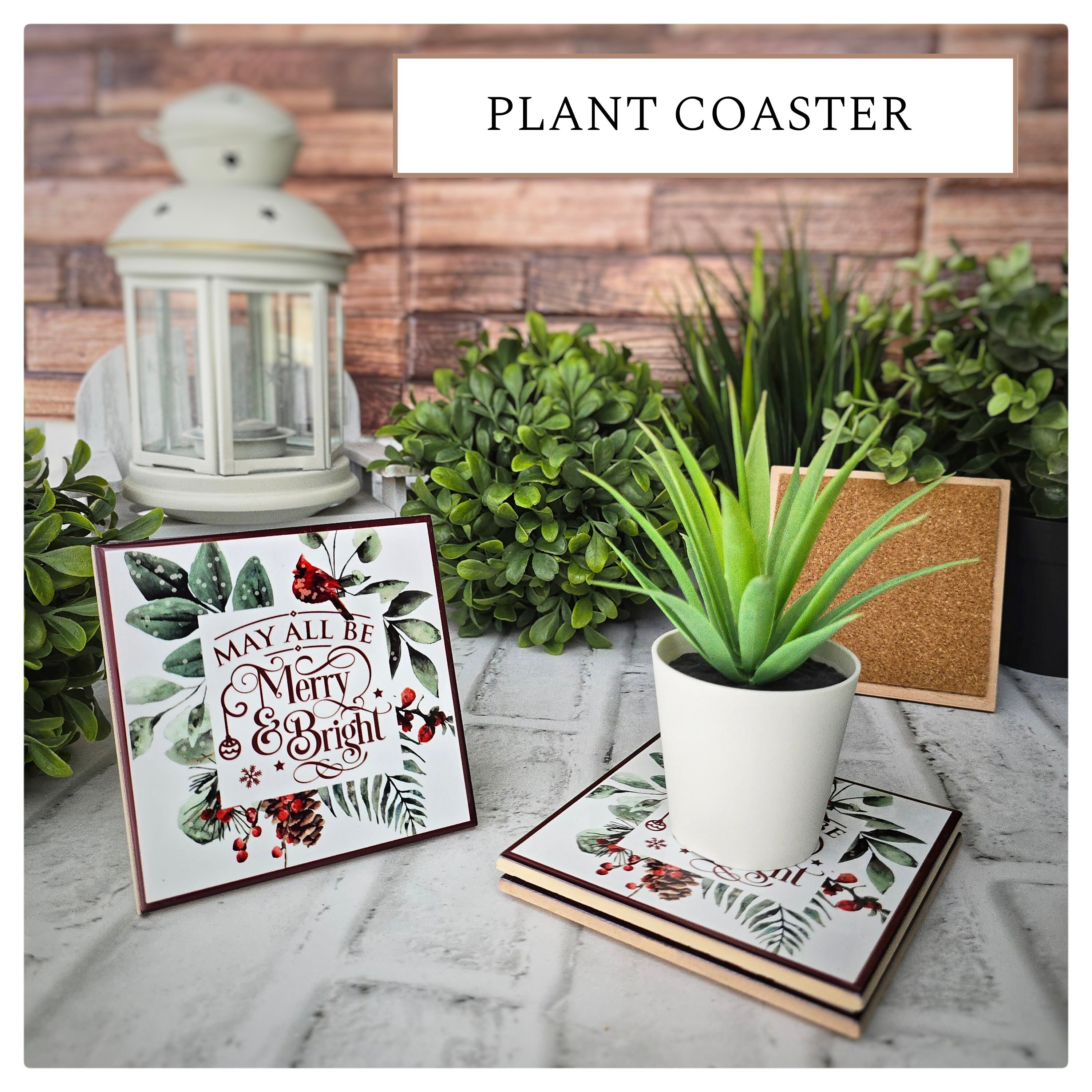 Festive Ceramic Coasters: Merry & Bright Holiday Decor, detail 6