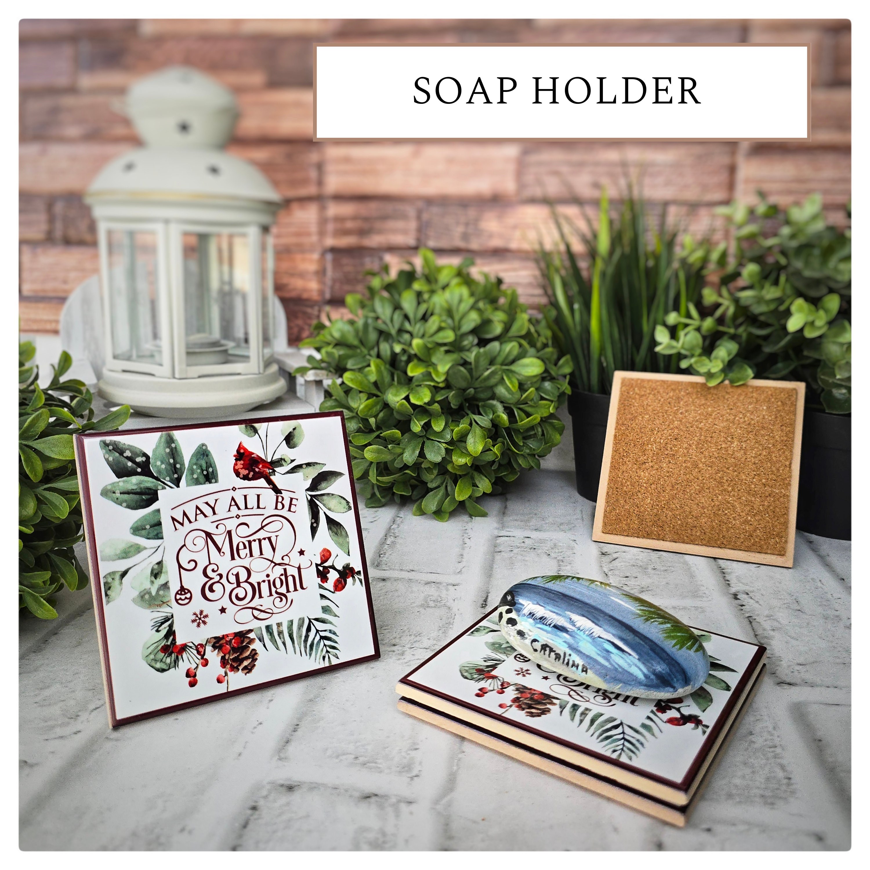 Festive Ceramic Coasters: Merry & Bright Holiday Decor, detail 7