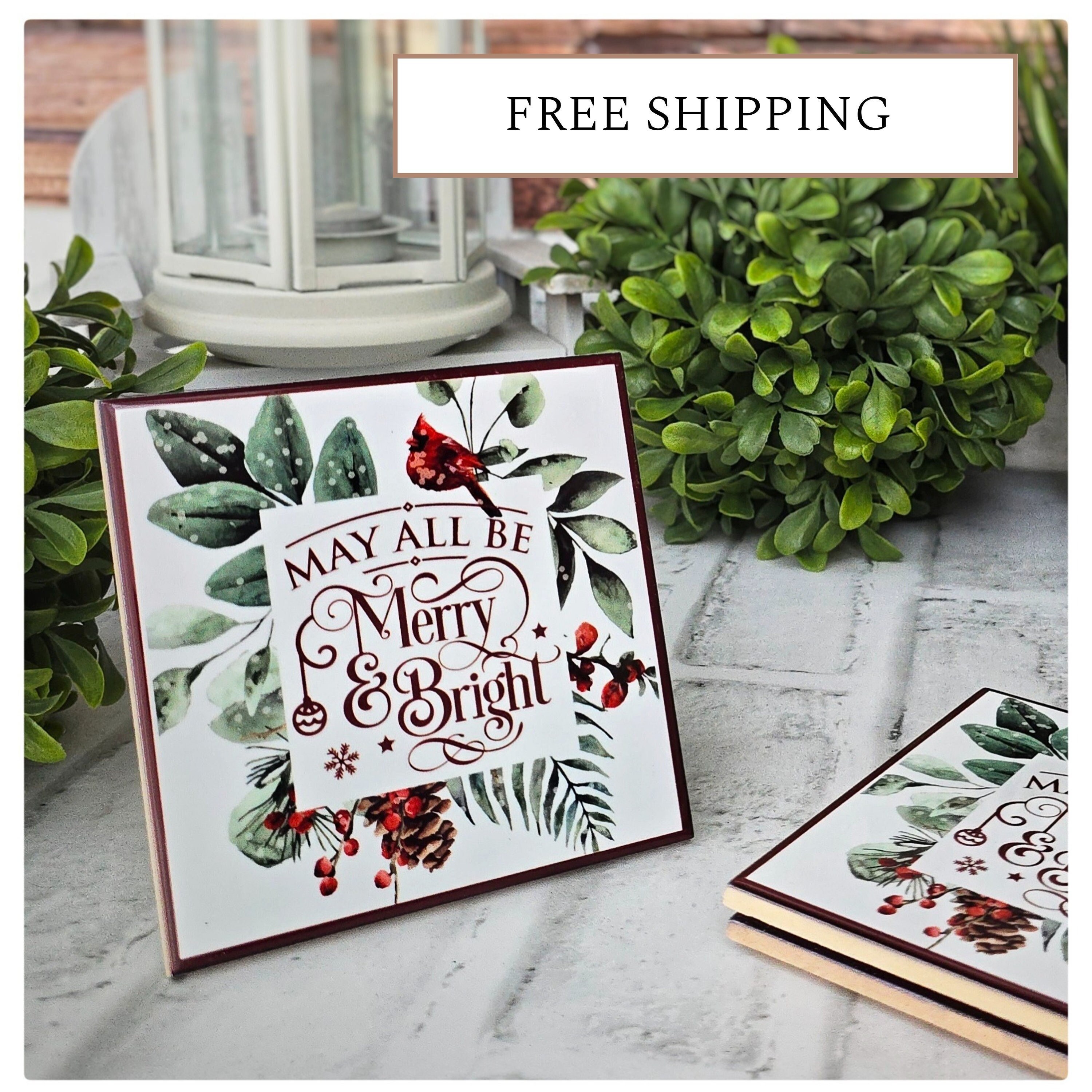 Festive Ceramic Coasters: Merry & Bright Holiday Decor, detail 10