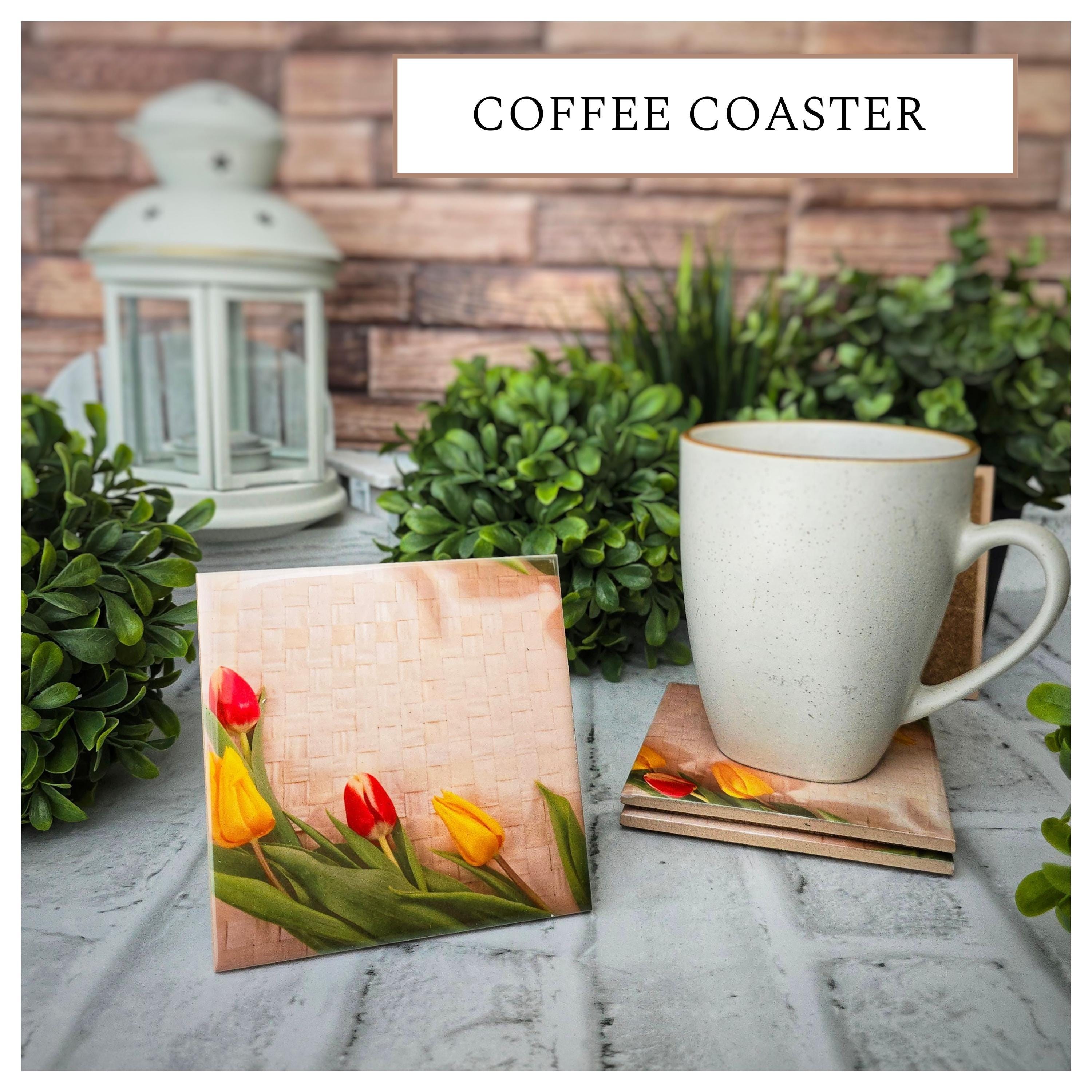 Tulip Ceramic Coasters: Spring Floral Drink Coasters, Set of 4, detail 6