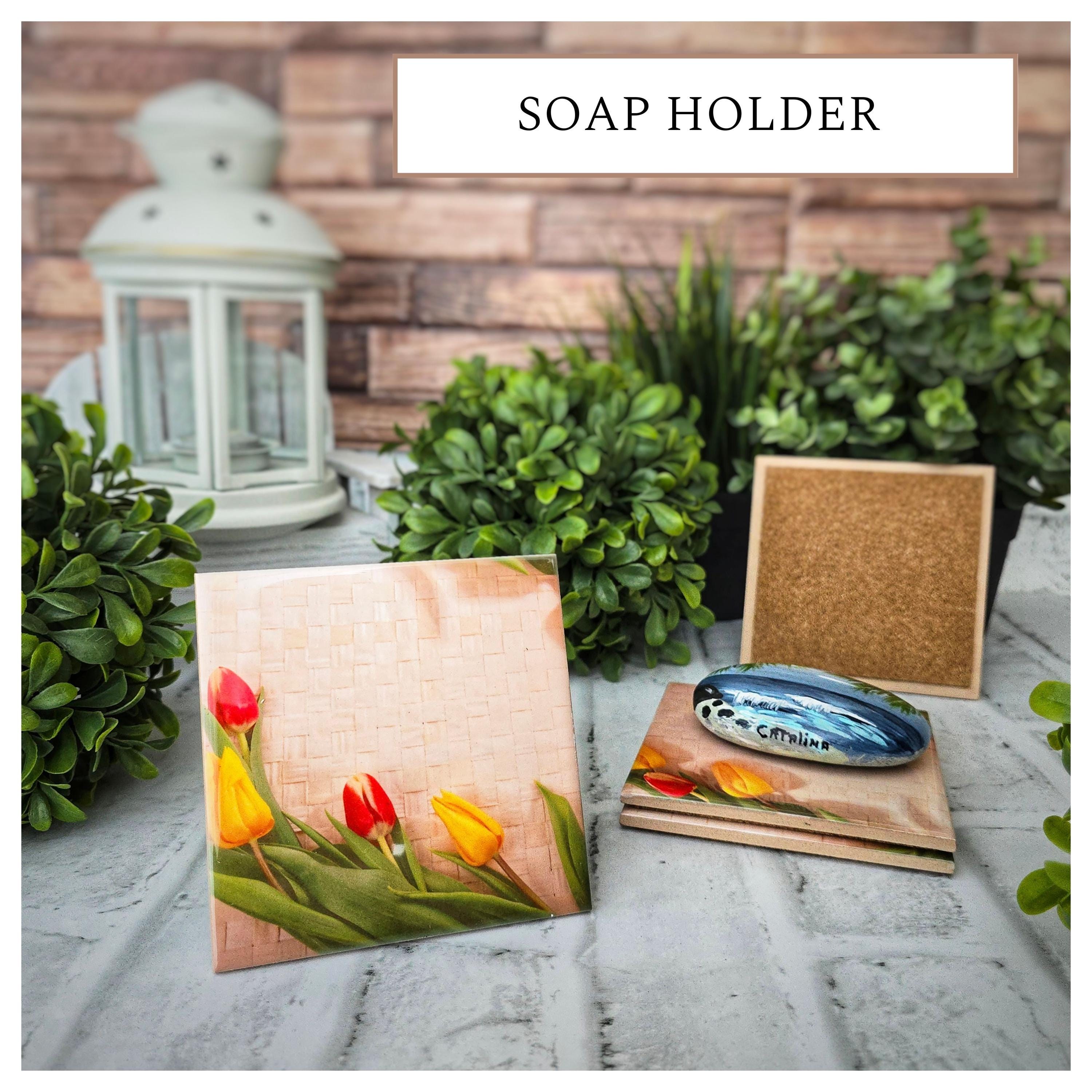 Tulip Ceramic Coasters: Spring Floral Drink Coasters, Set of 4, detail 7