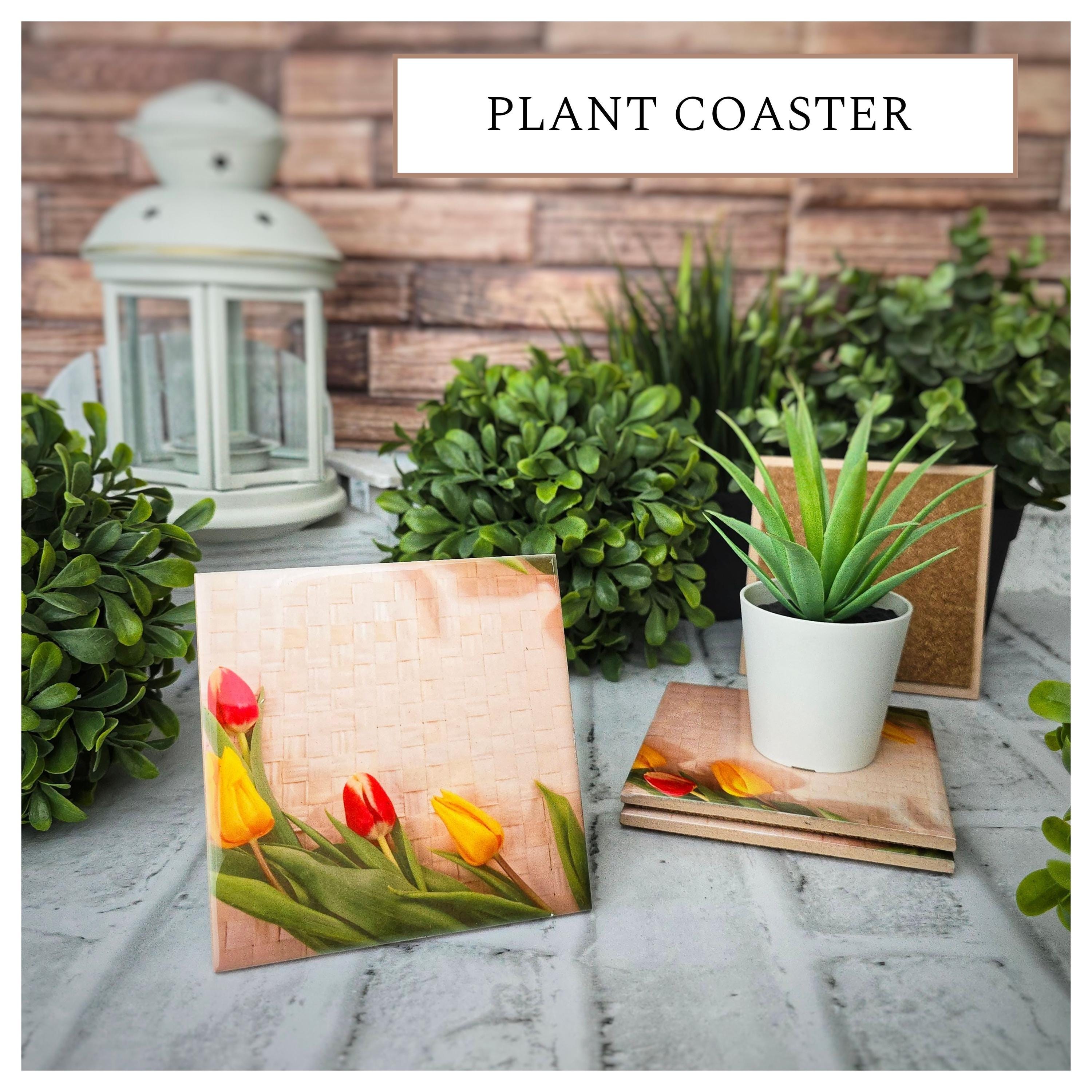 Tulip Ceramic Coasters: Spring Floral Drink Coasters, Set of 4, detail 8