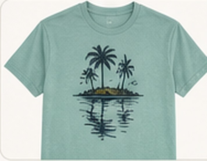 Seafoam fishing shirt with a palm tree illustration