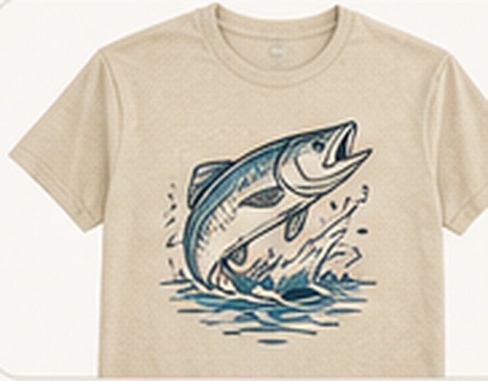 Natural cotton fishing shirt with a tarpon illustration