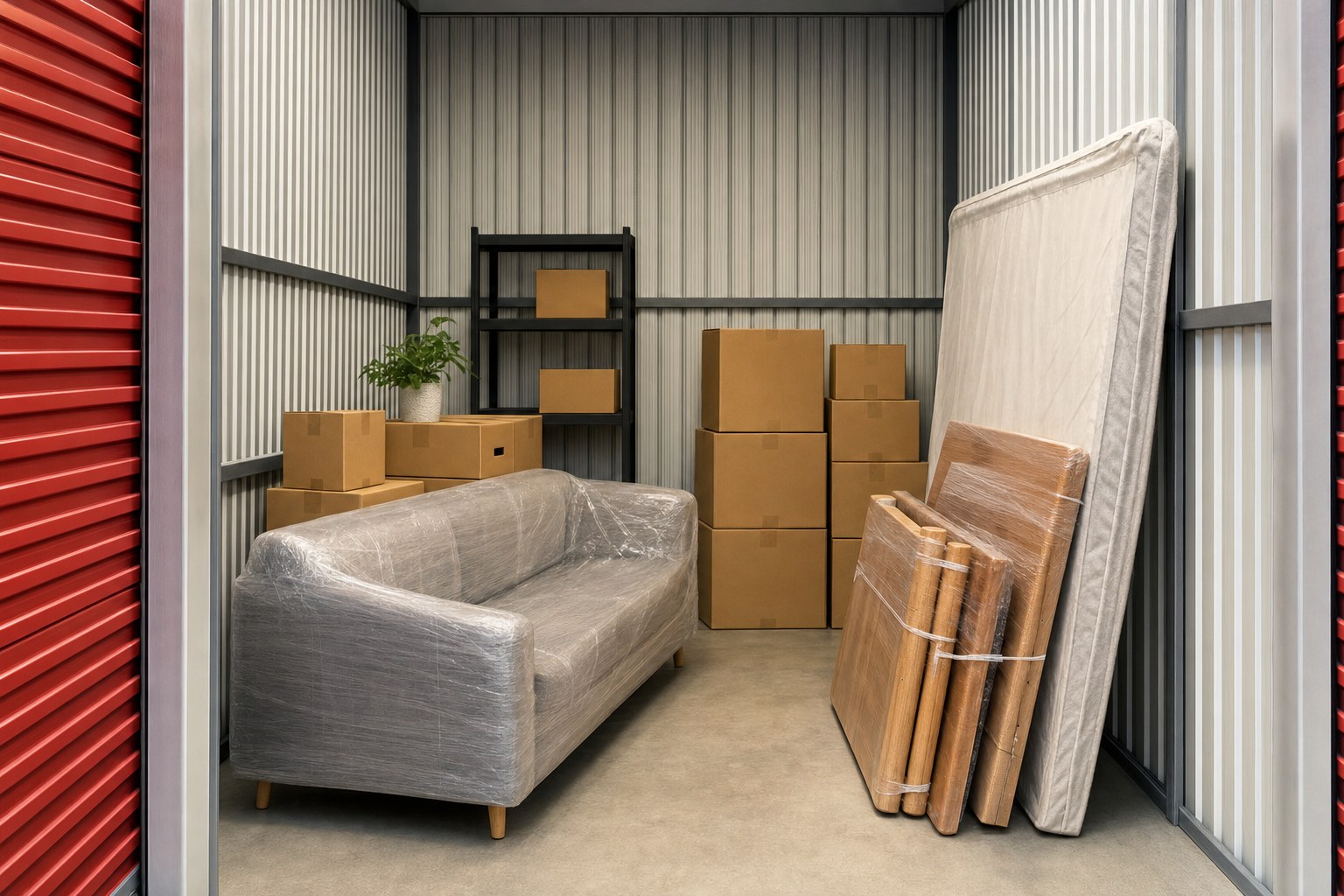 Furniture prepared for safe storage inside a clean storage unit