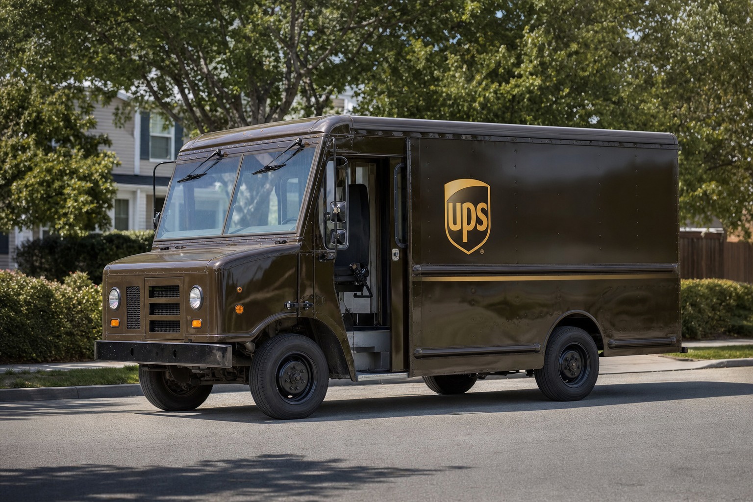 Illustration of a UPS delivery vehicle with its logo visible
