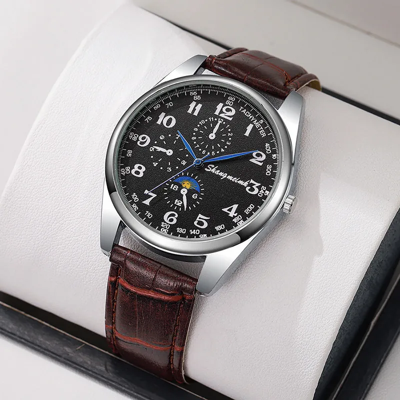 Leather strap quartz business watches