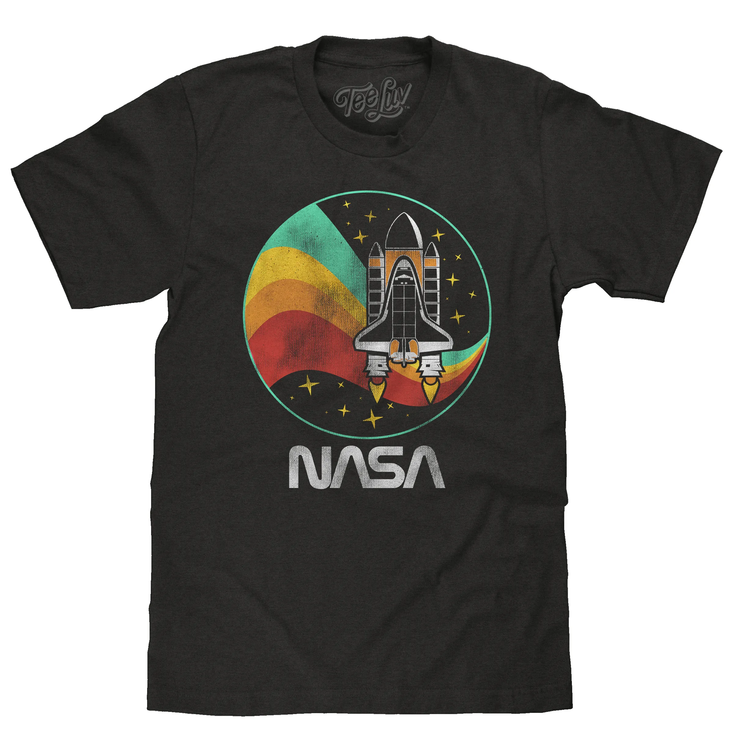 NASA Space Shuttle Worm Logo T-Shirt - Vintage Black