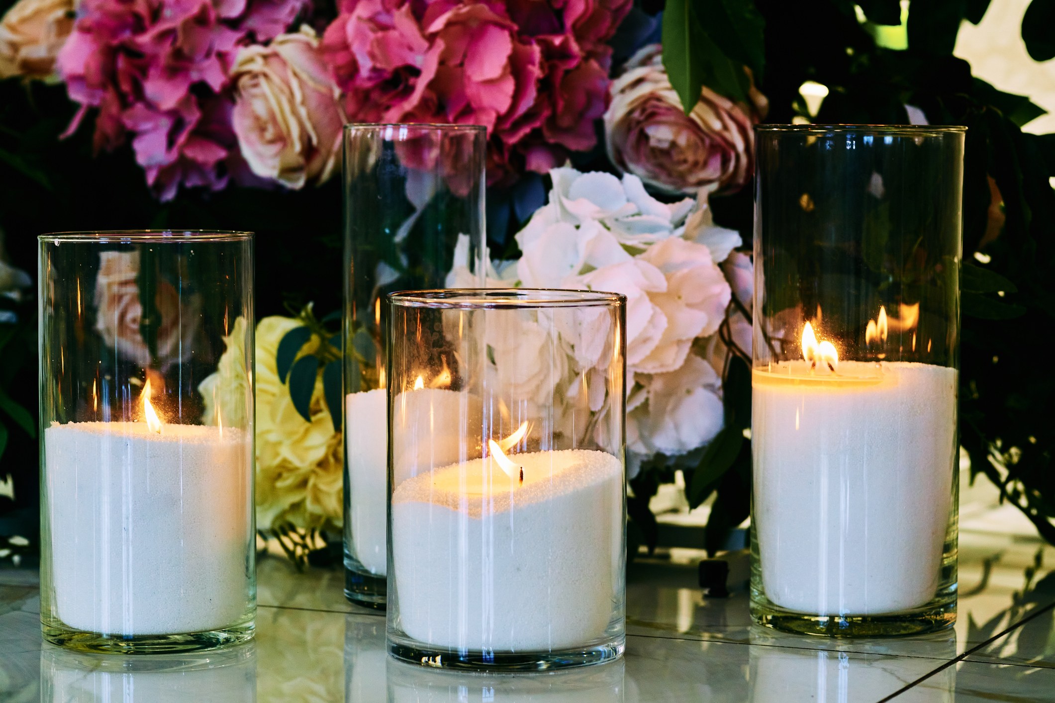 Candlelight installation in an elegant event setting