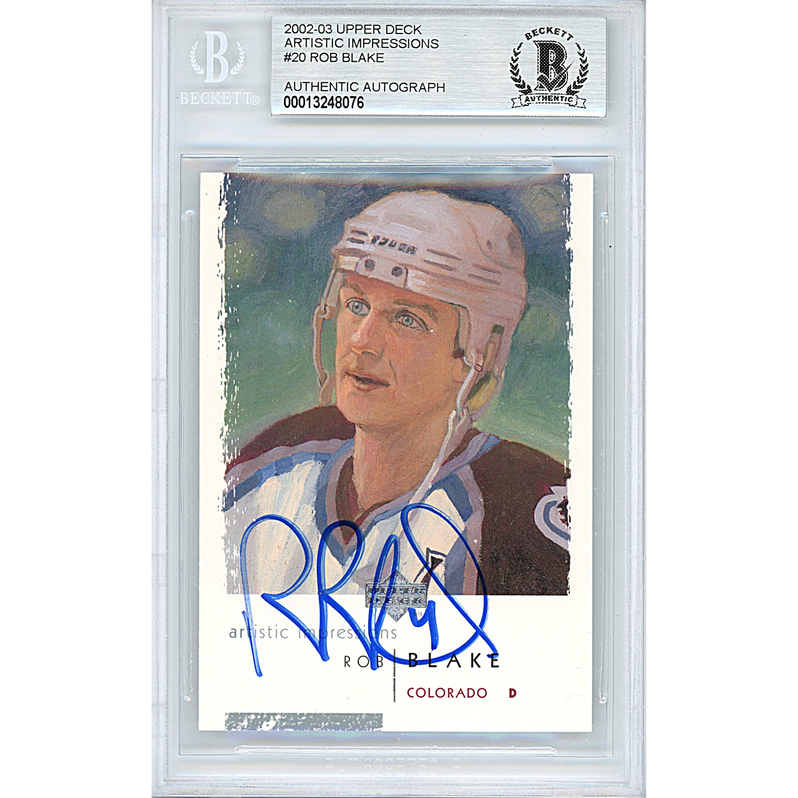 Authenticated signed hockey card in a protective holder