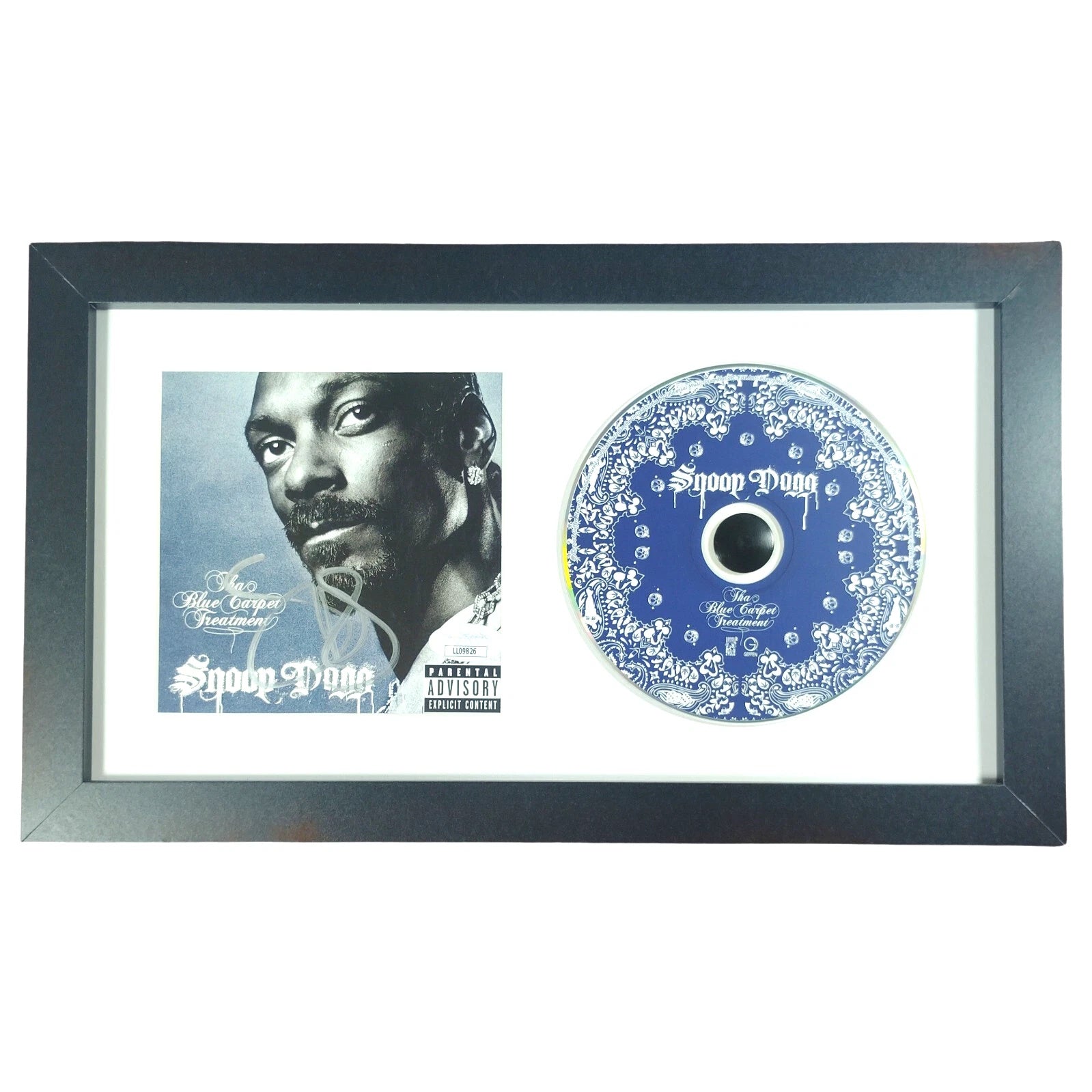 JSA-authenticated signed album cover in a framed display