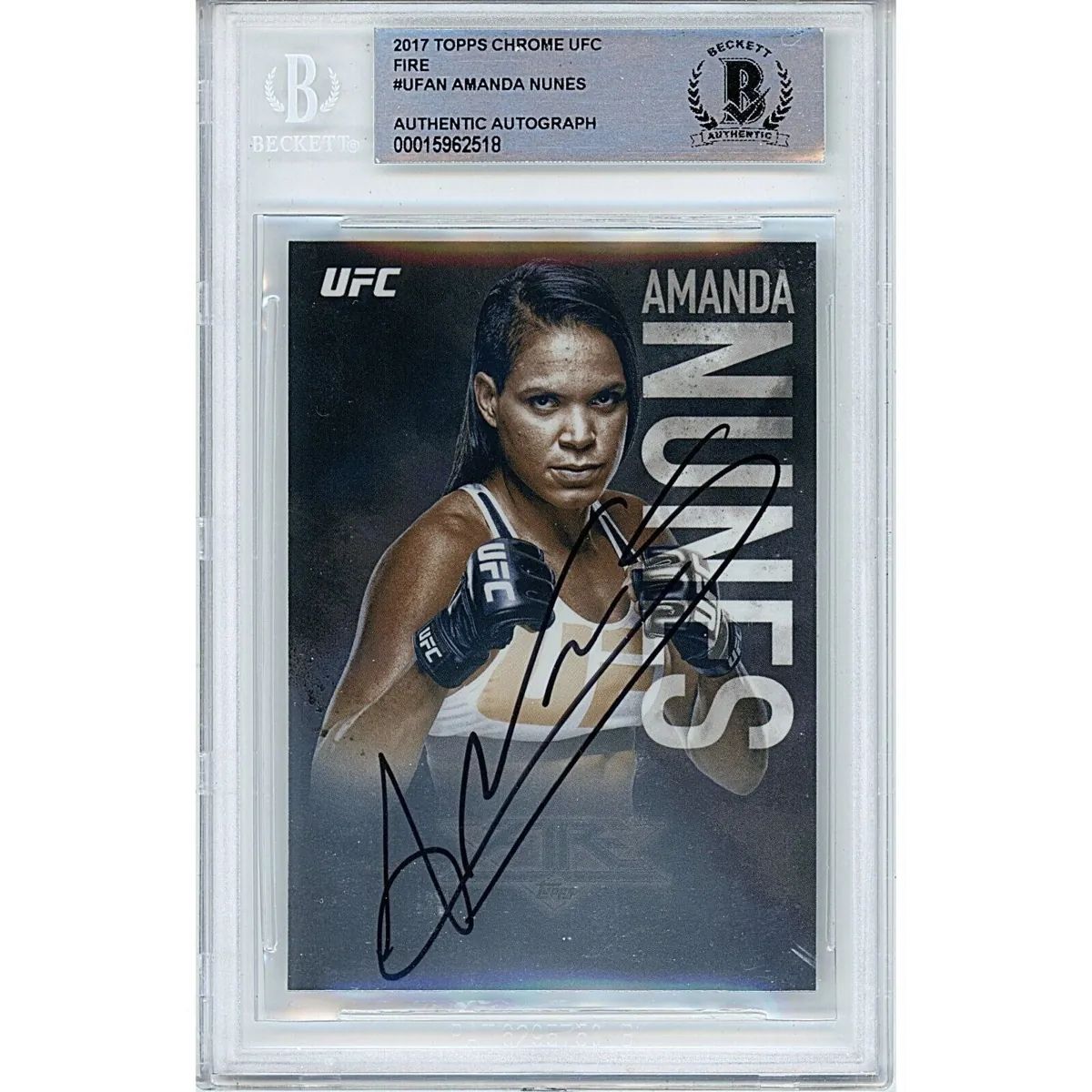Amanda Nunes signed UFC trading card with Beckett authentication
