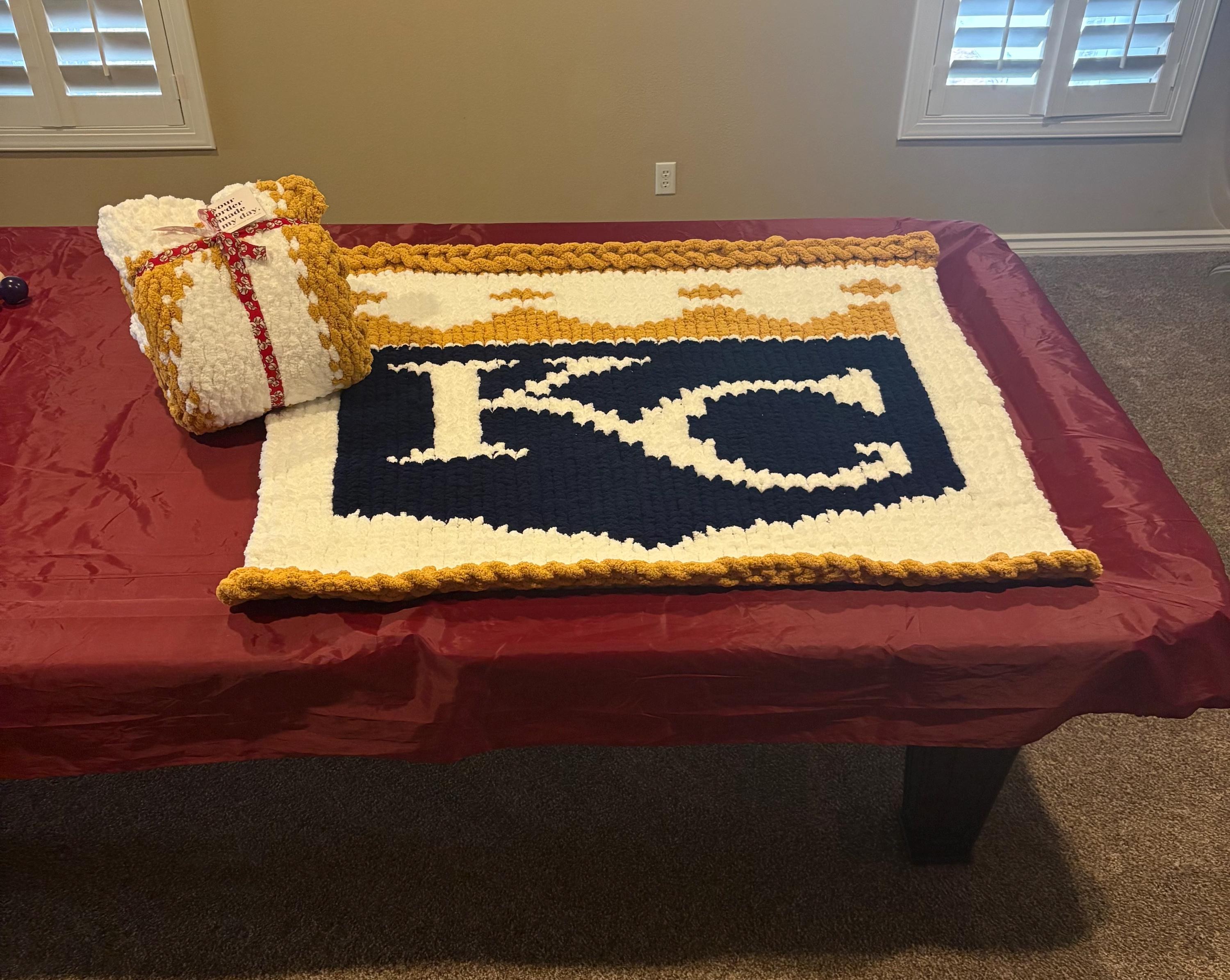 Kansas City Royals hand knitted blanket