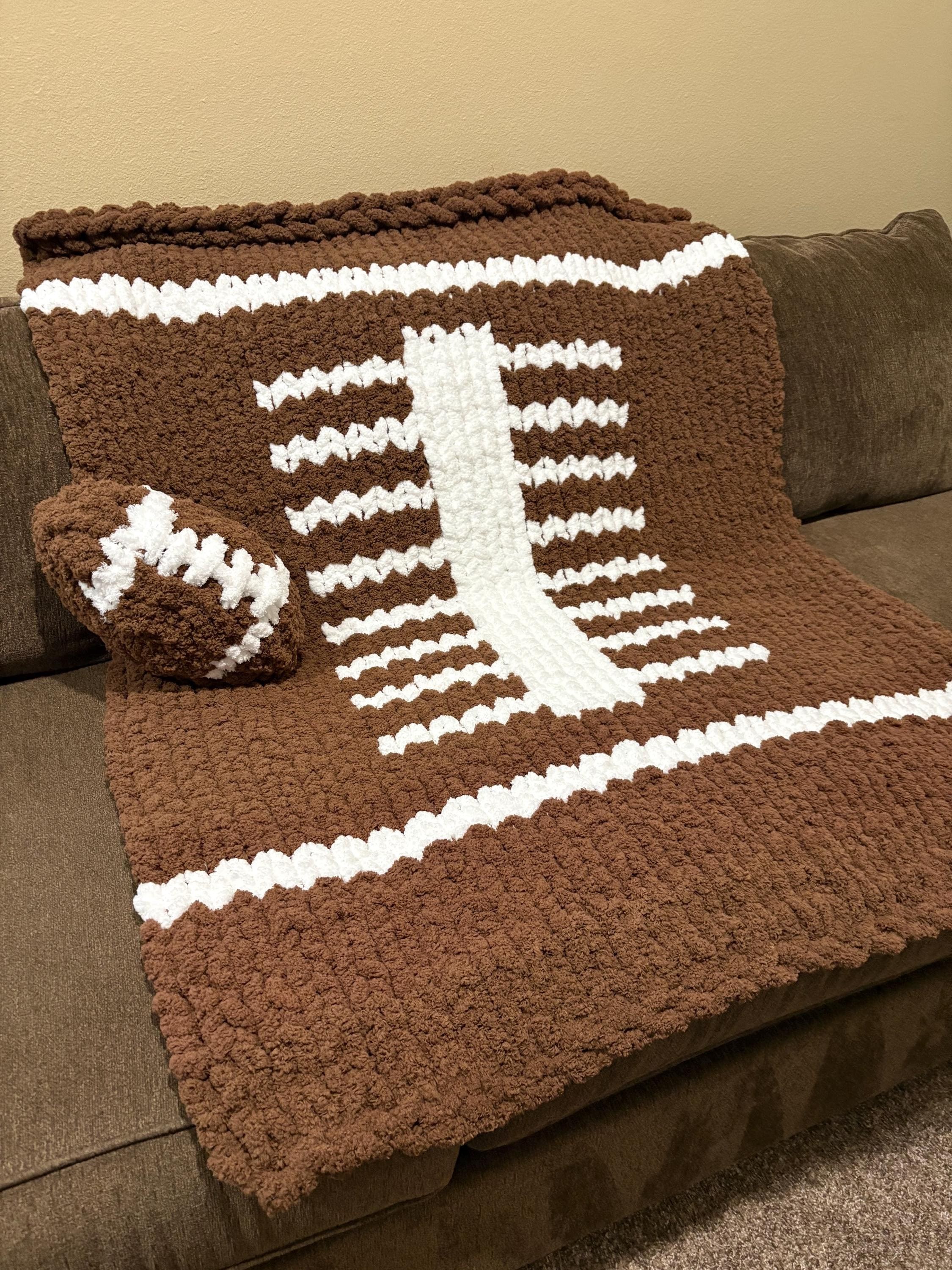 Football chunky knit blanket