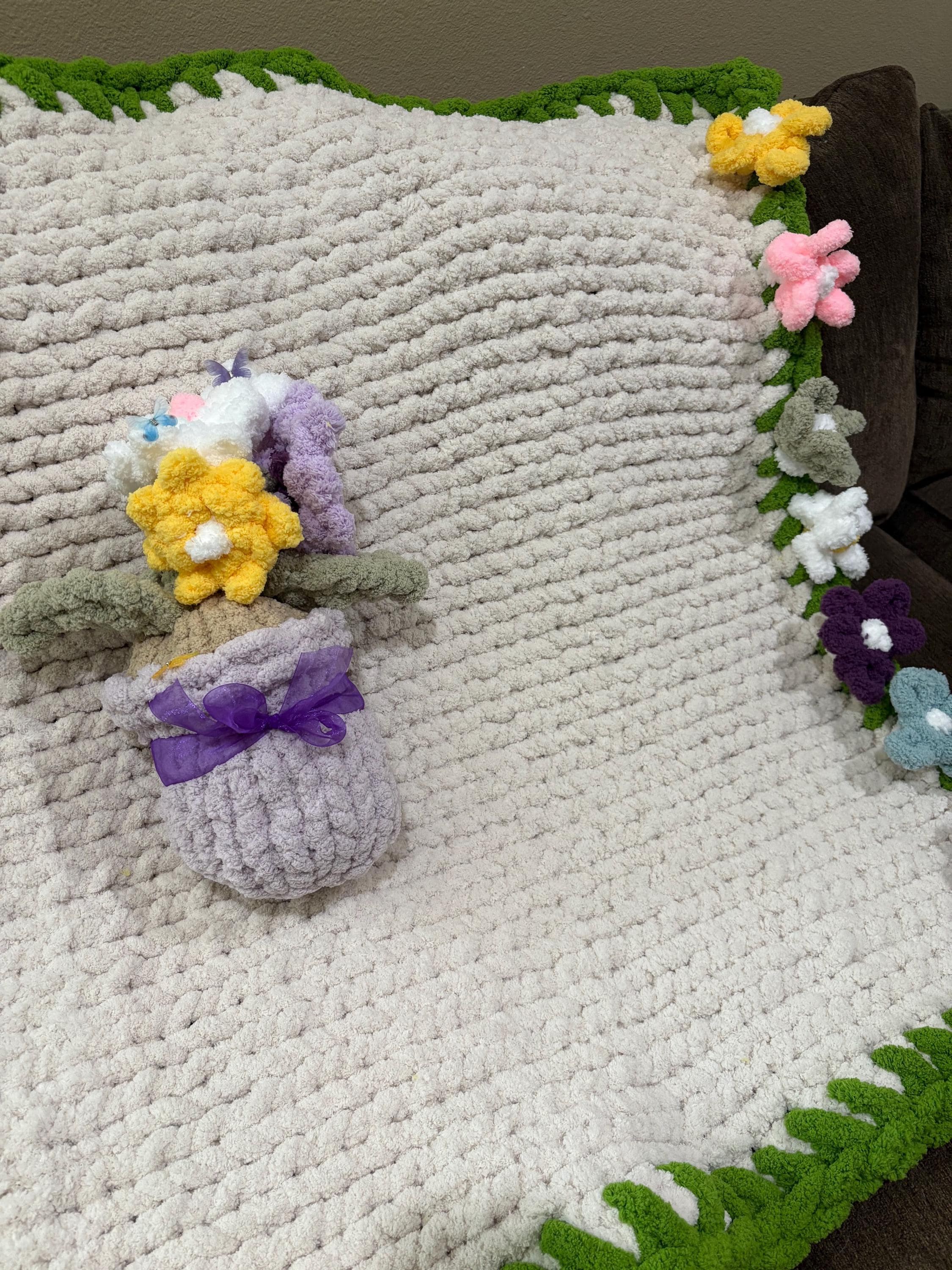 Spring flowers potted plant blanket