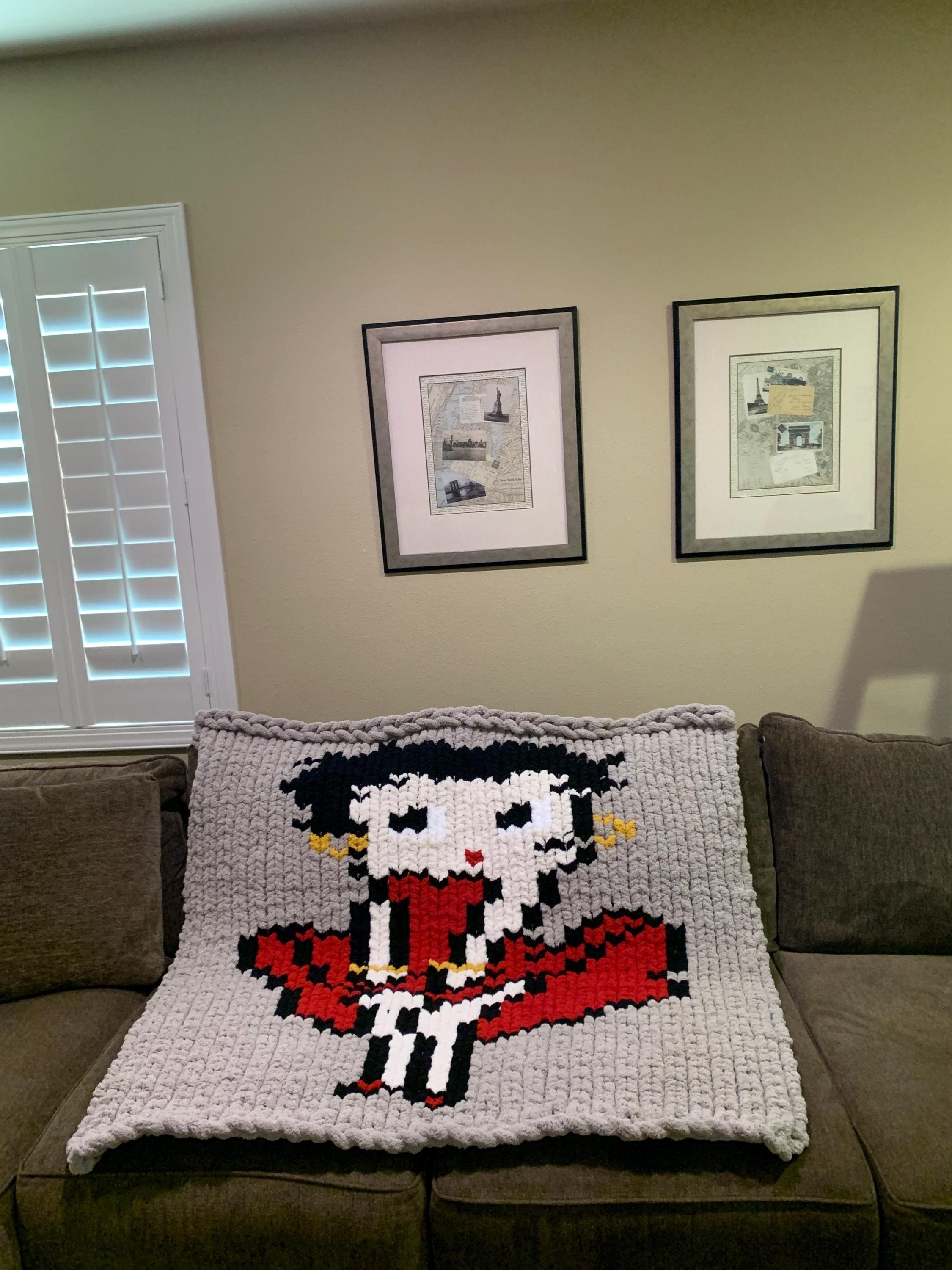 Custom order blanket graphed-  hand knitted