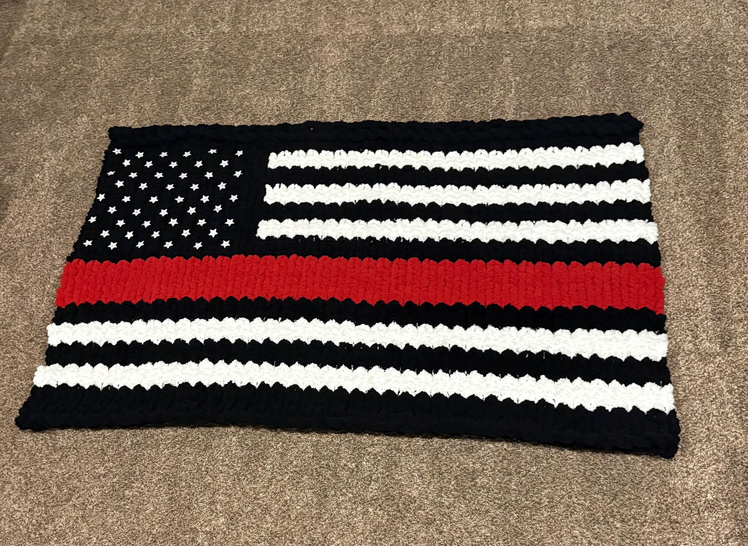 Thin Red Line chunky throw blanket