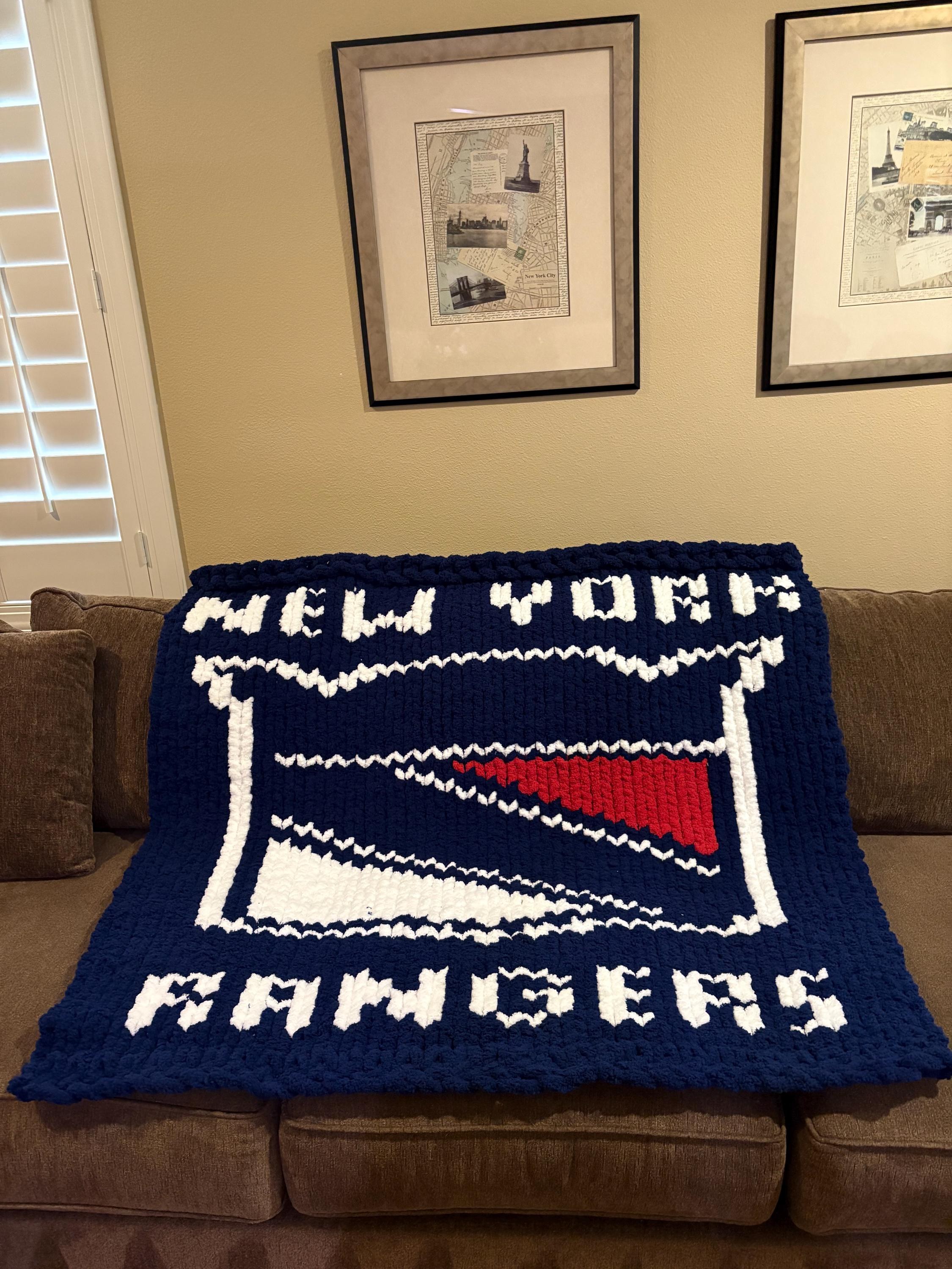 New York Rangers knitted blanket