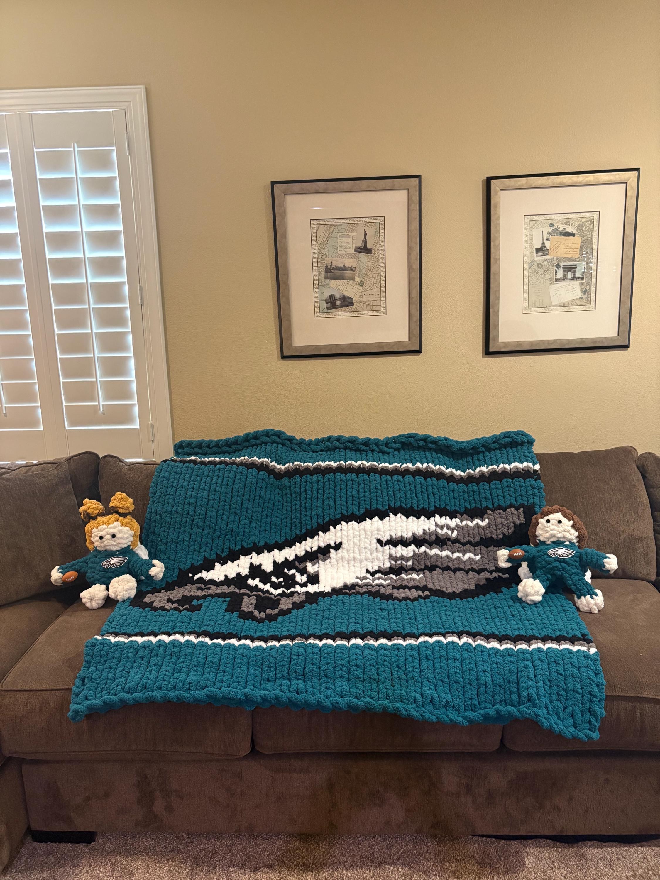 Philadelphia Eagles hand knit chunky blanket
