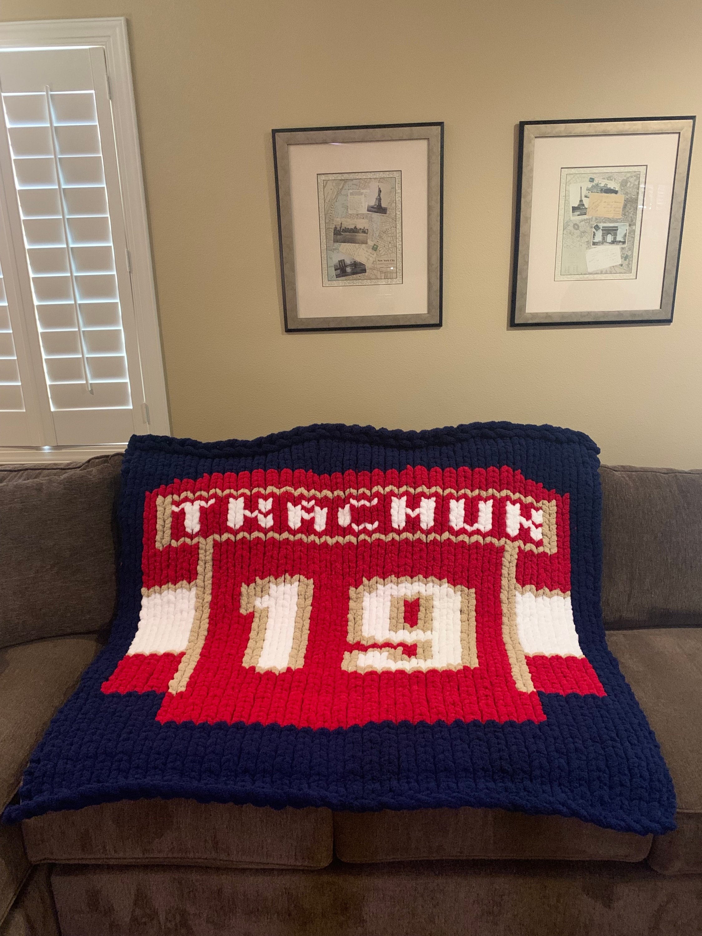 Tkachuck hand knitted Jersey blanket